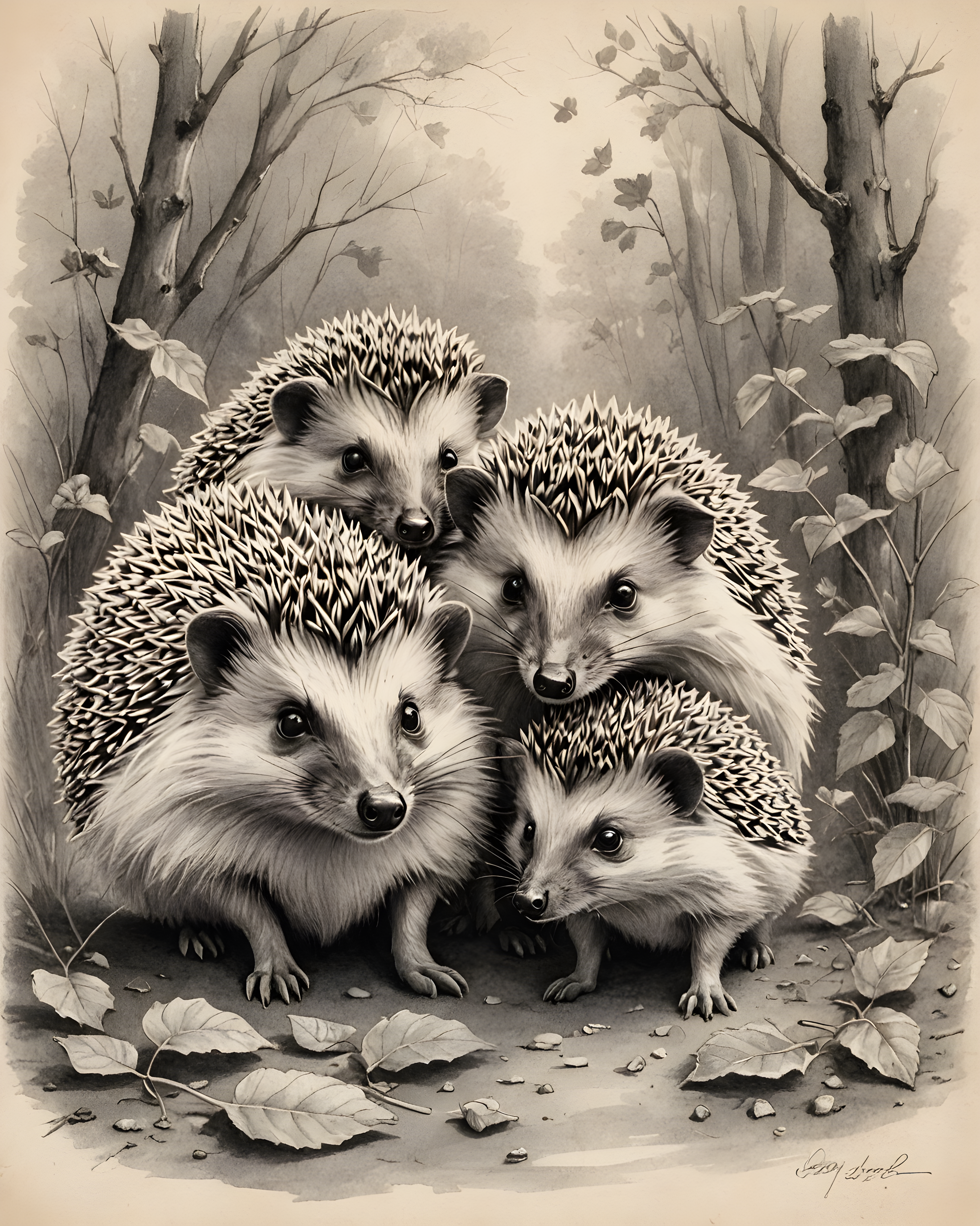 Hedgehog — Pencil Sketch (Romantic)