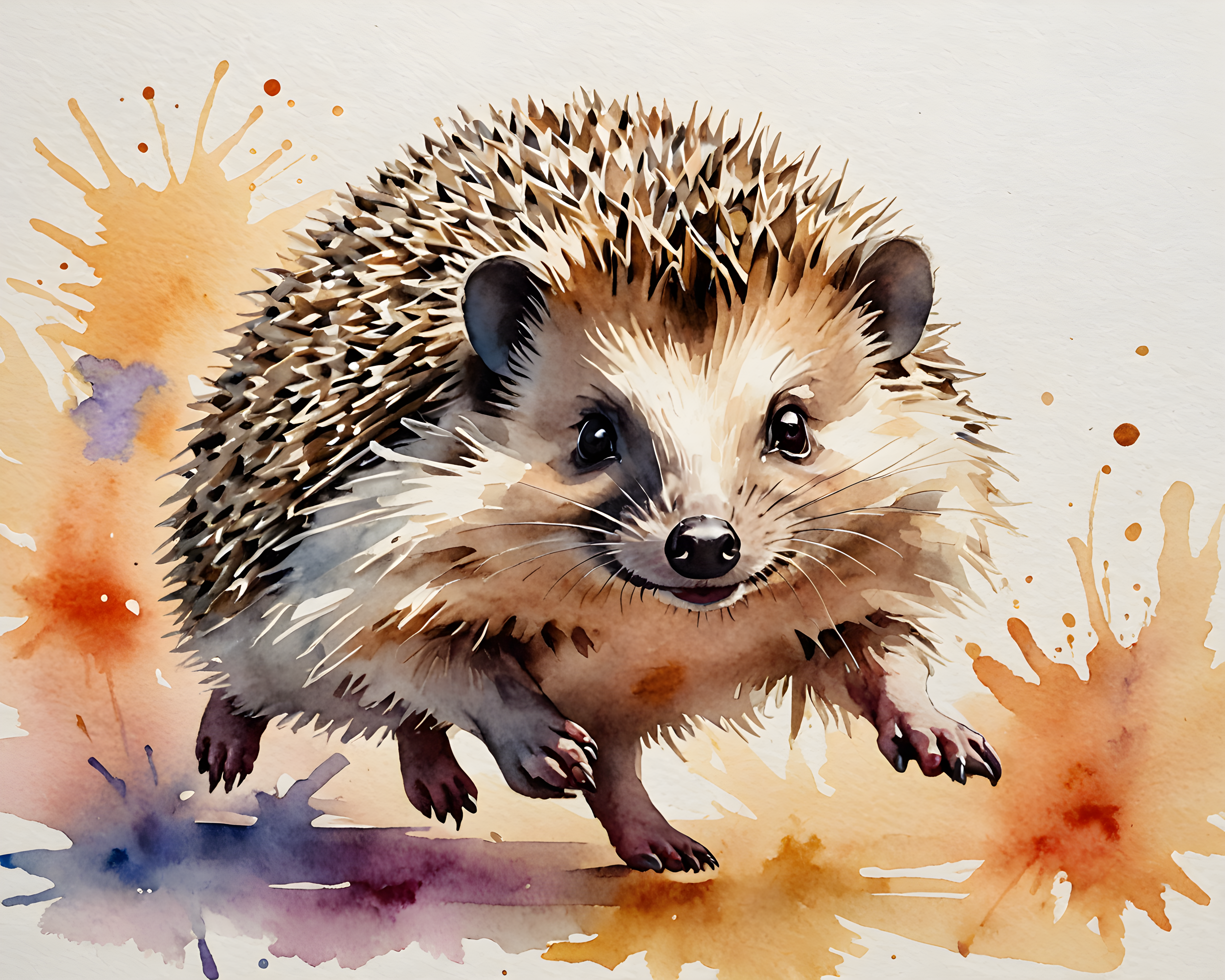 Hedgehog — Watercolor (Energetic)