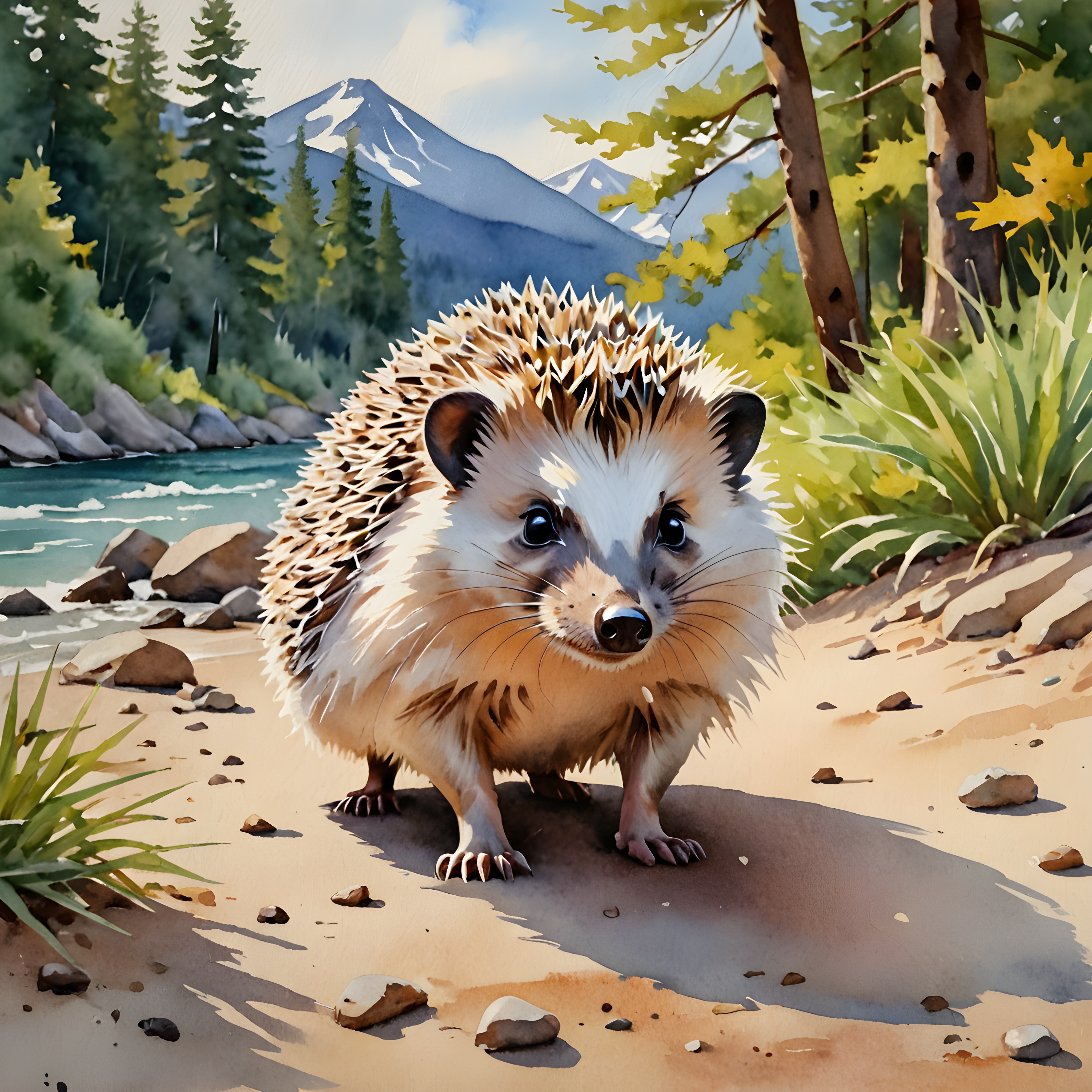 Hedgehog — Watercolor (Energetic)