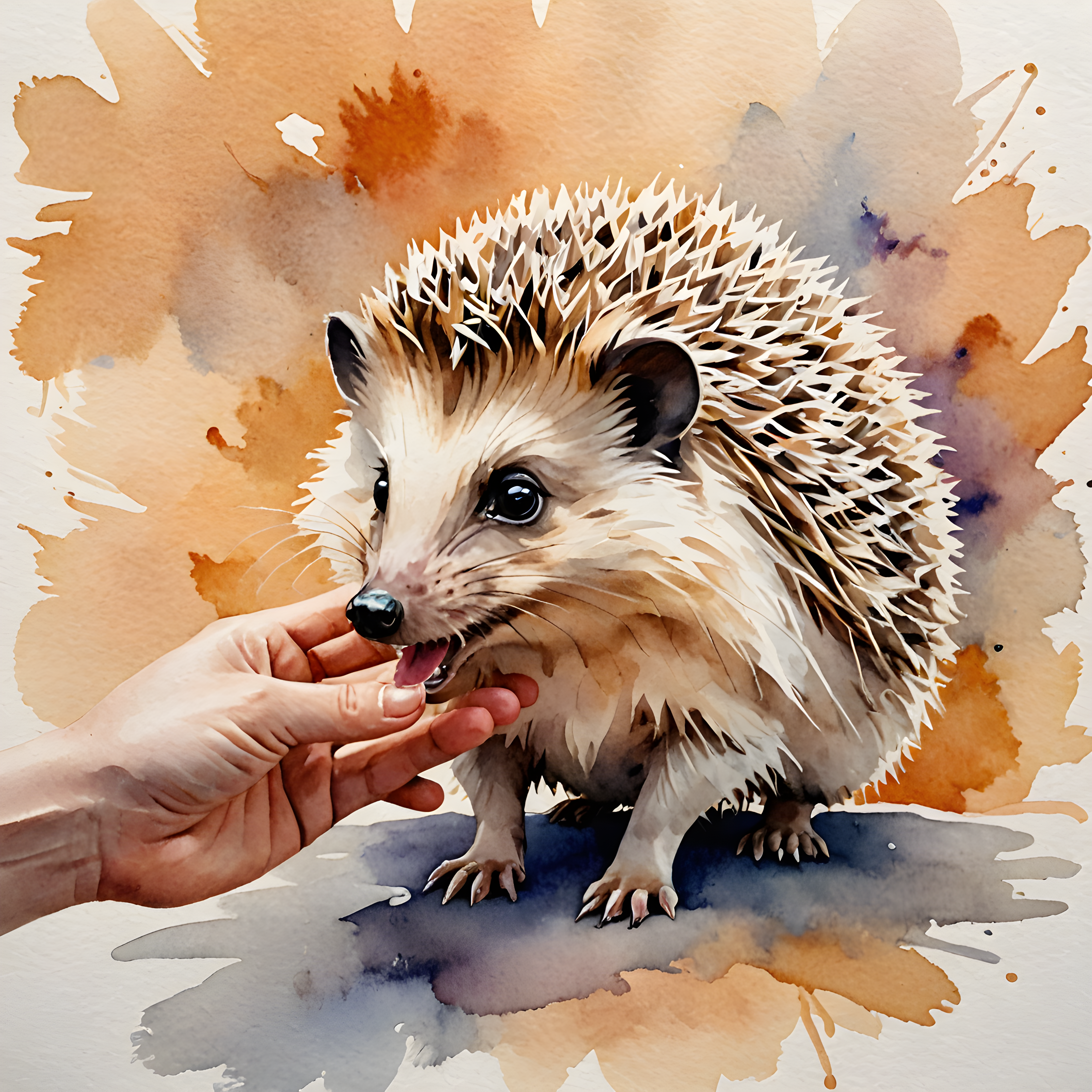 Hedgehog — Watercolor (Playful)
