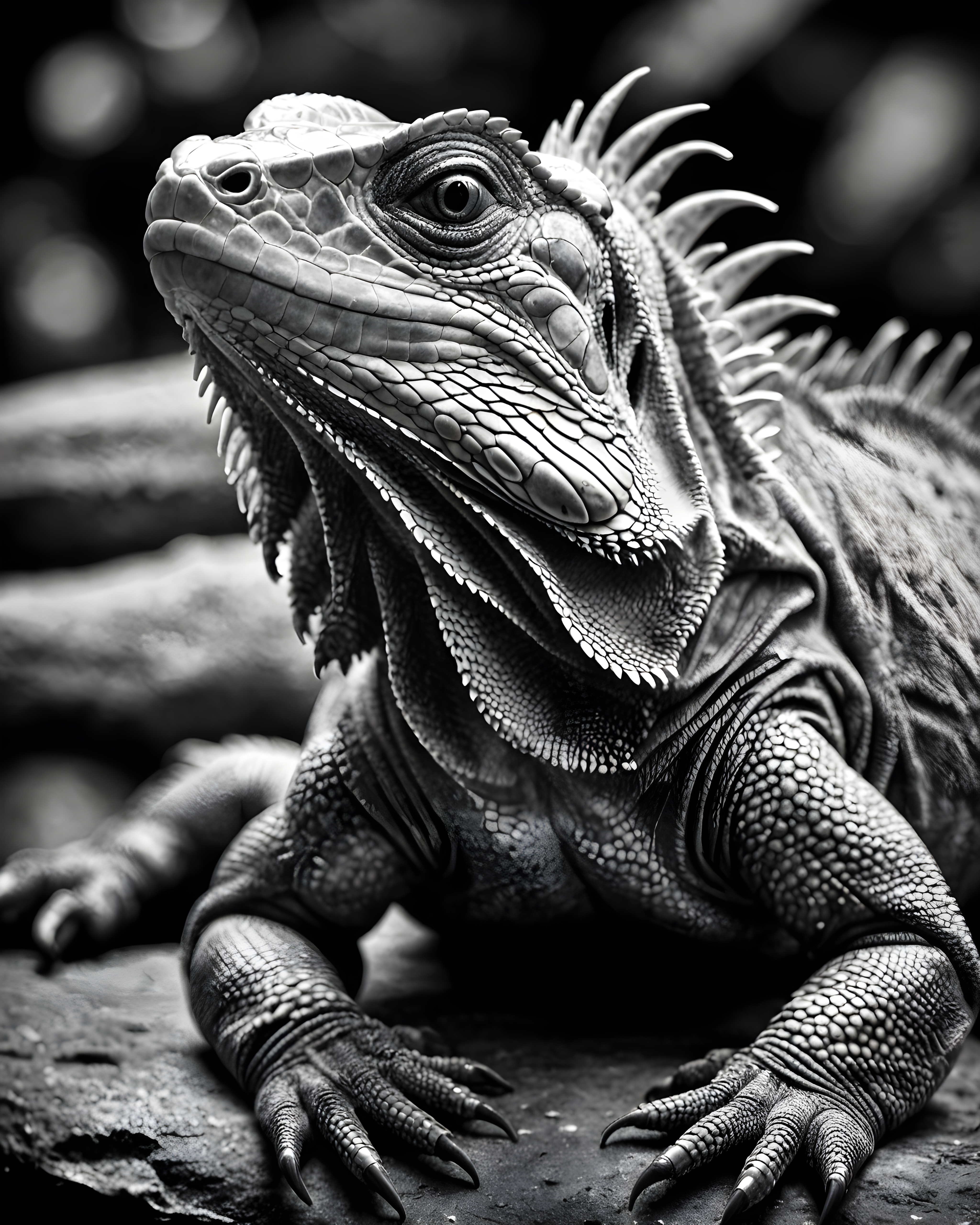 Iguana — Black & White (Funny)