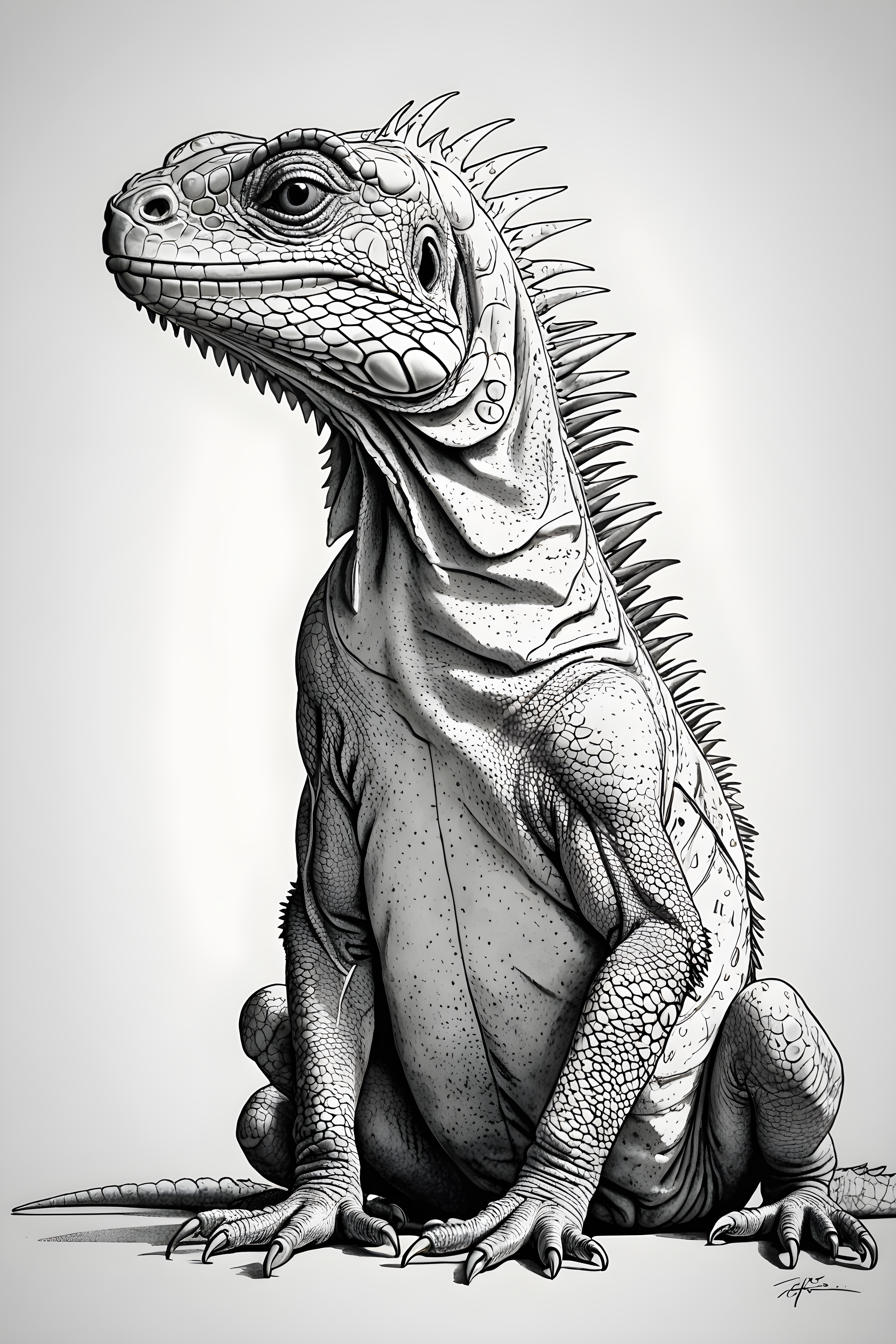 Iguana — Minimalist Line Art (Emotional)
