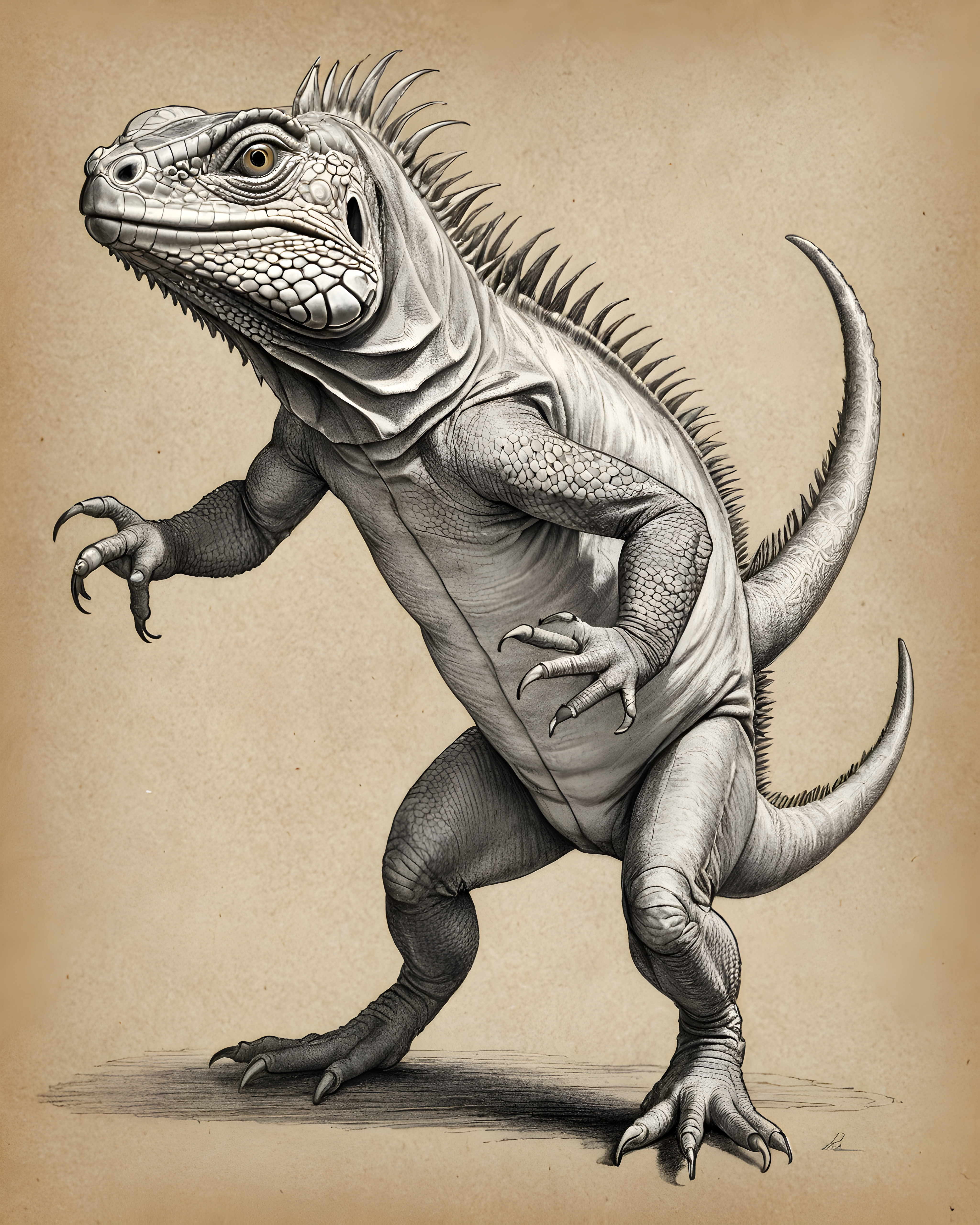 Iguana — Pencil Sketch (Funny)