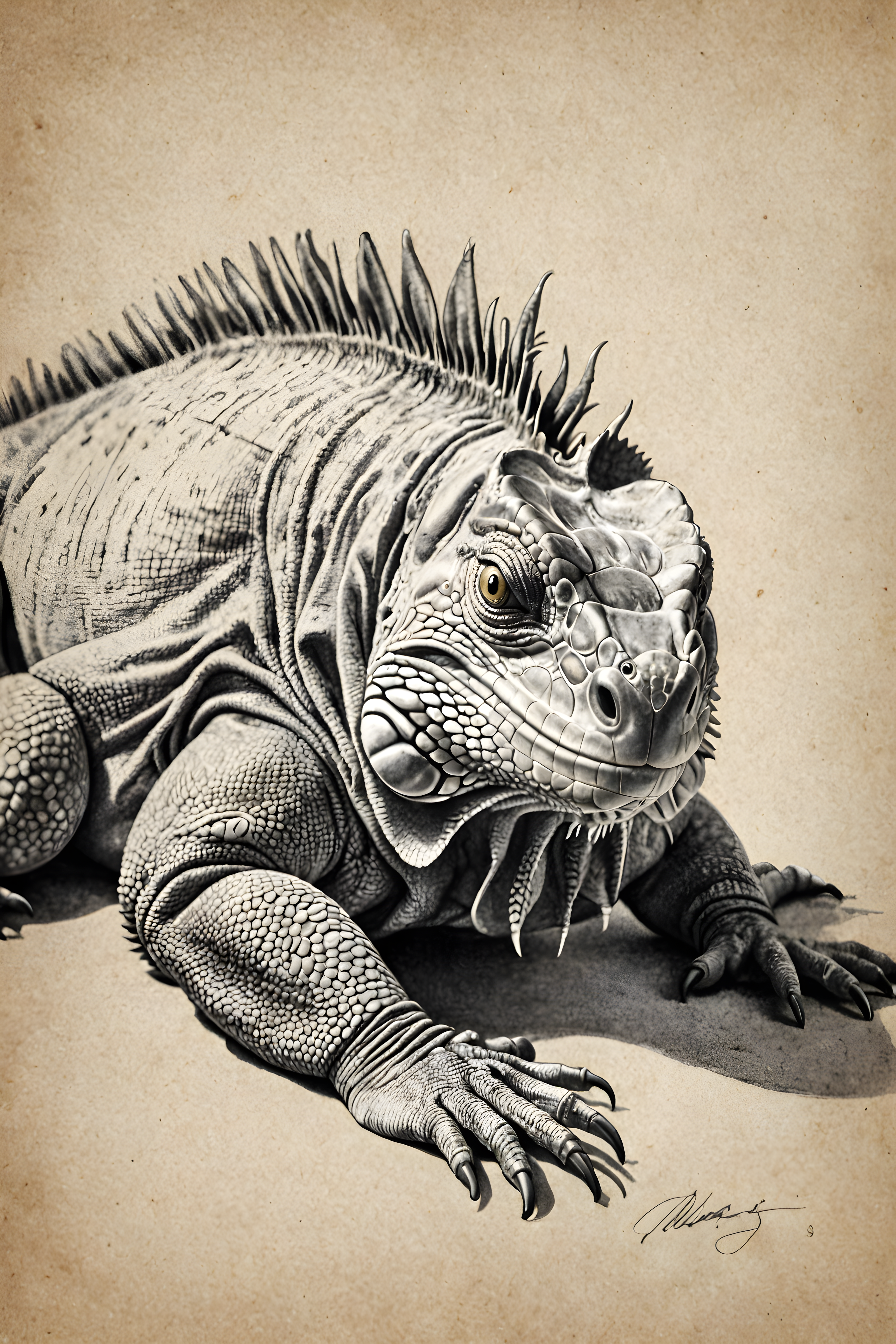 Iguana — Pencil Sketch (Playful)