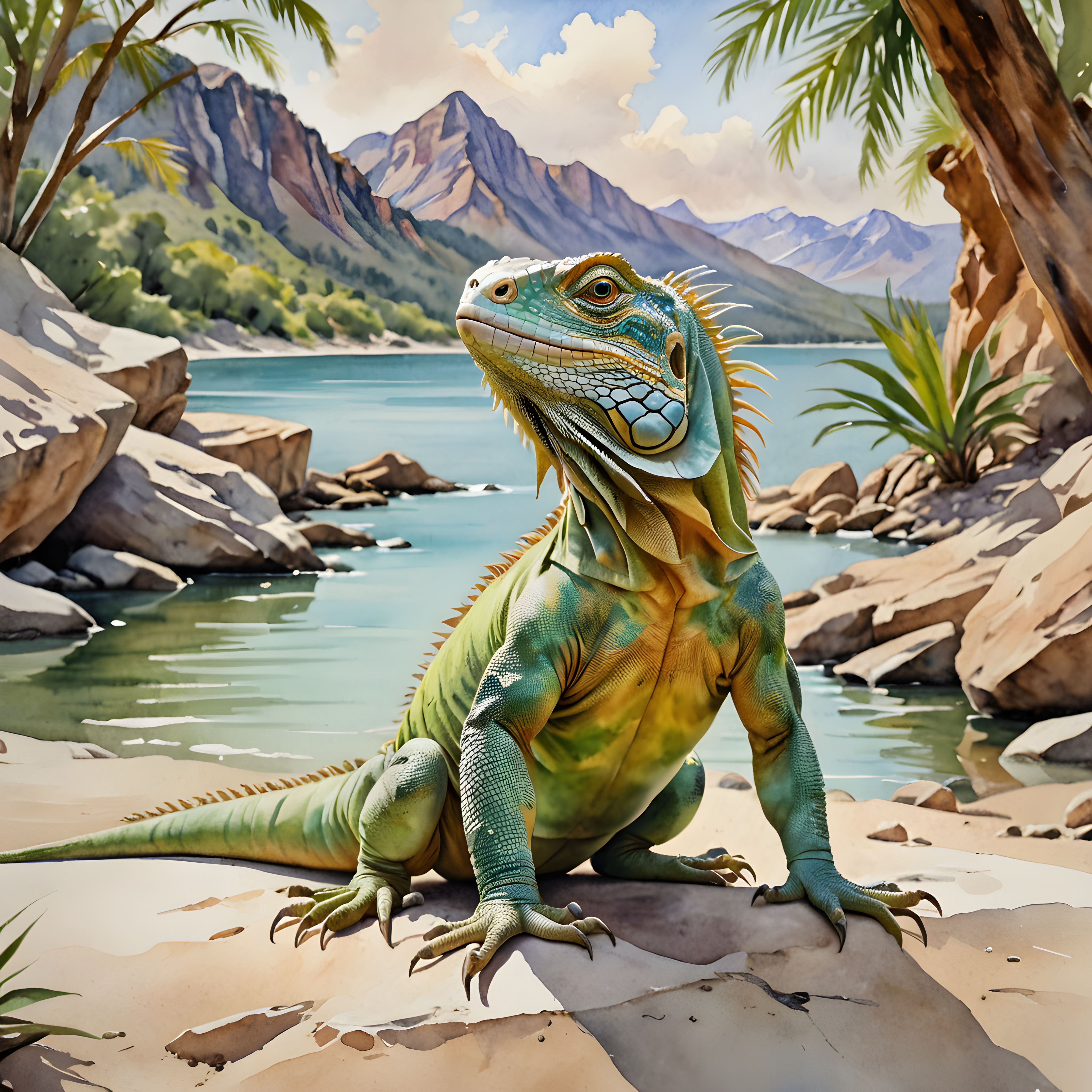 Iguana — Watercolor (Motivational)