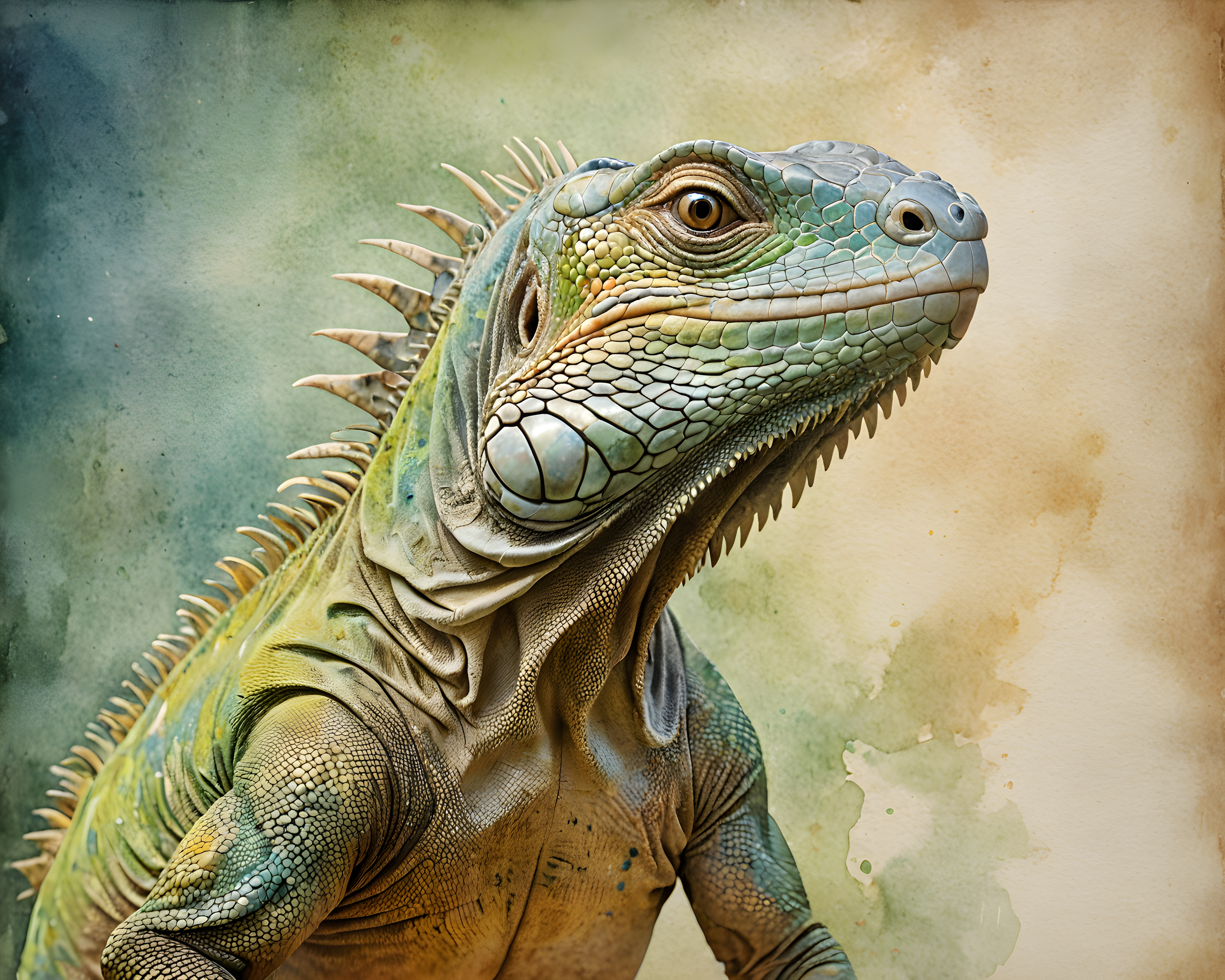 Iguana — Watercolor (Motivational)