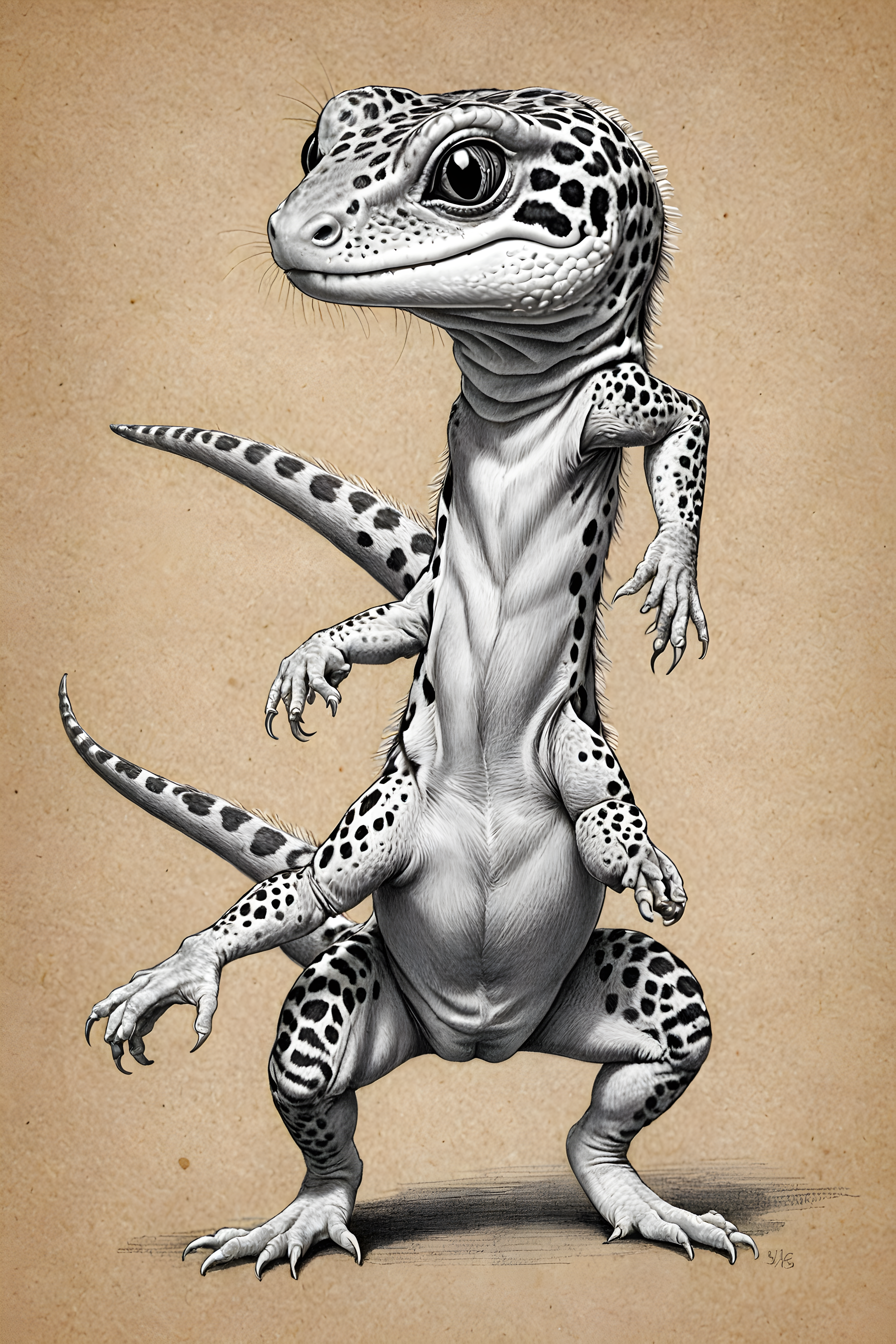 Leopard Gecko — Pencil Sketch (Playful)