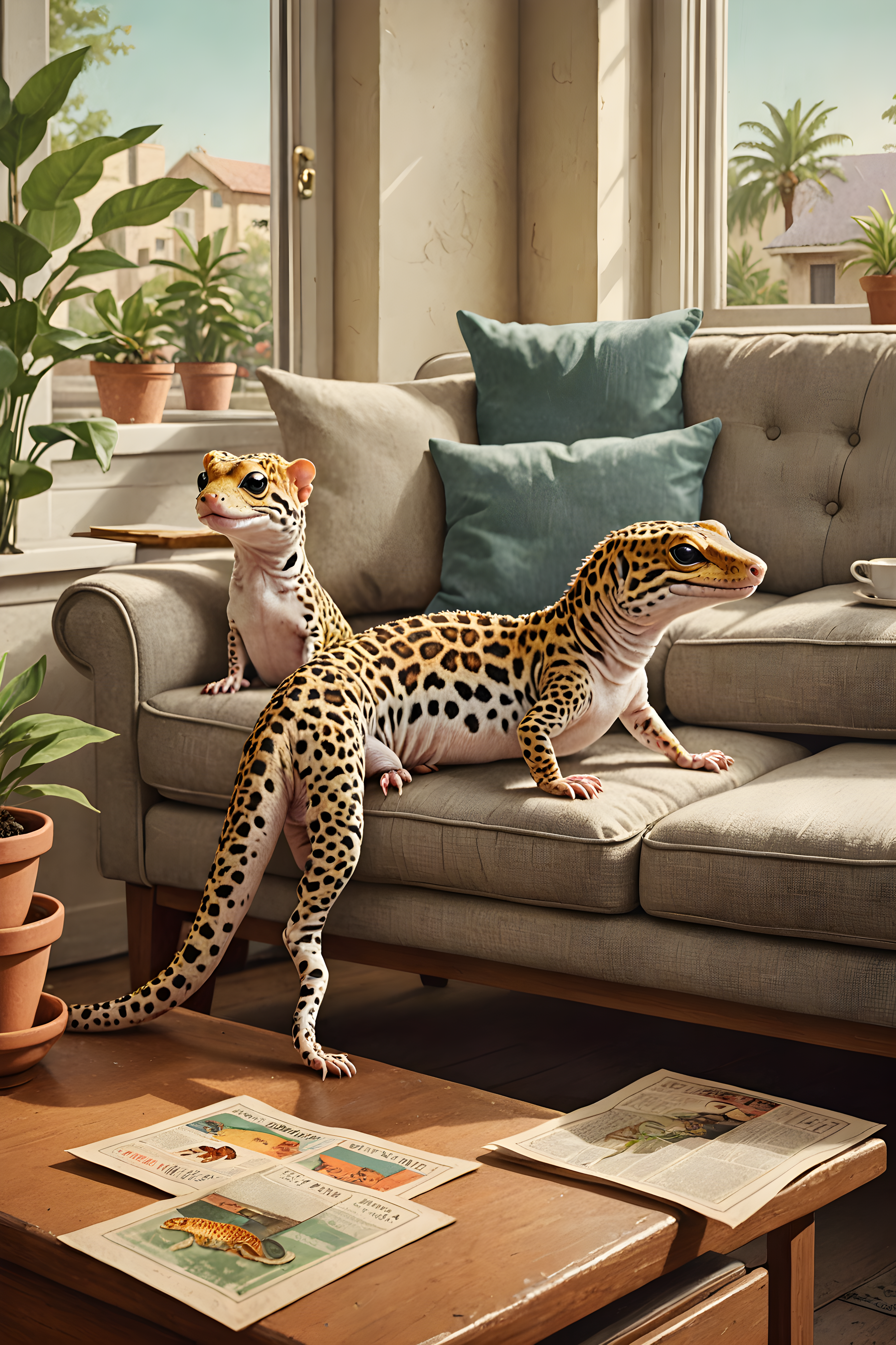 Leopard Gecko — Vintage Poster (Lifestyle)