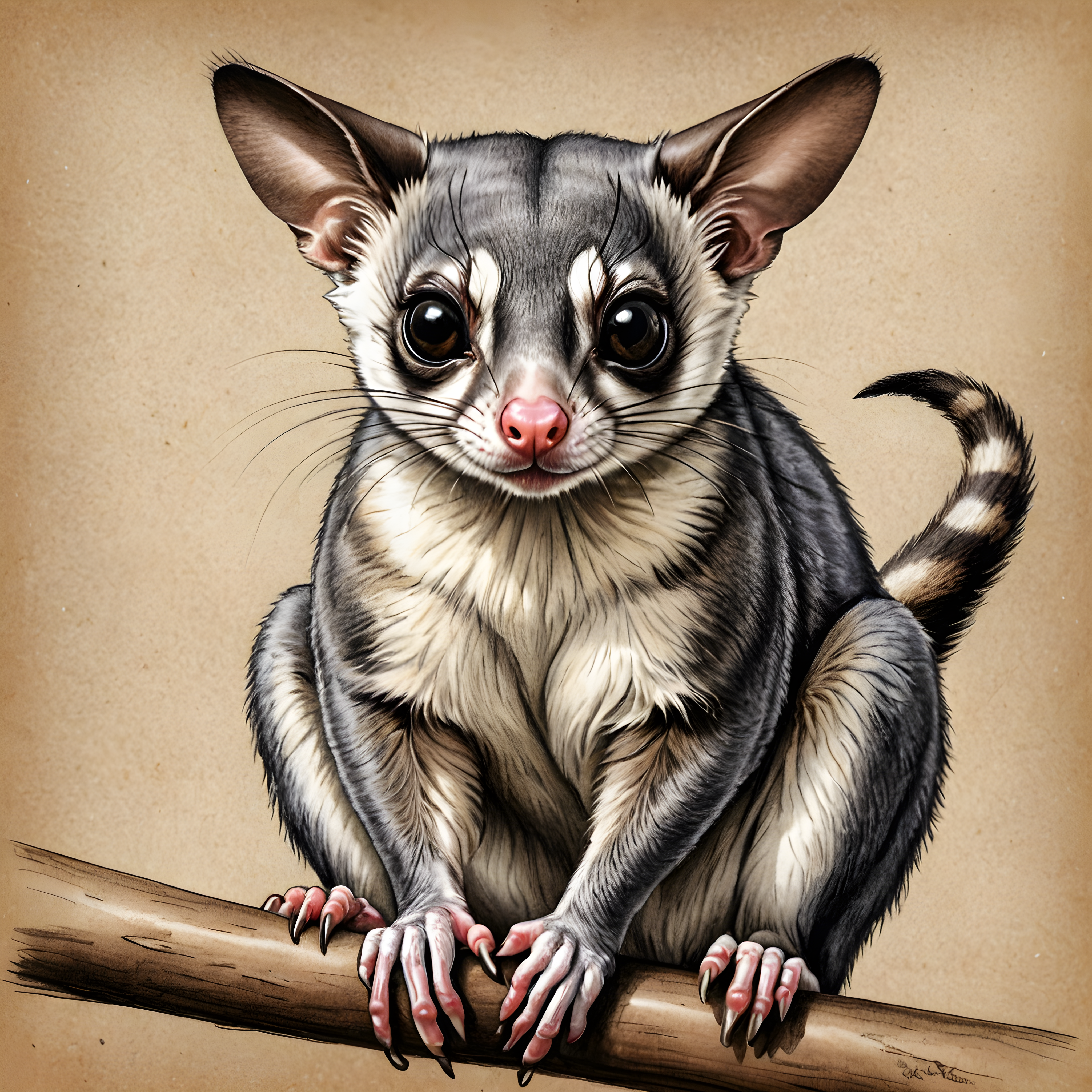 Sugar Glider — Pencil Sketch (Energetic)