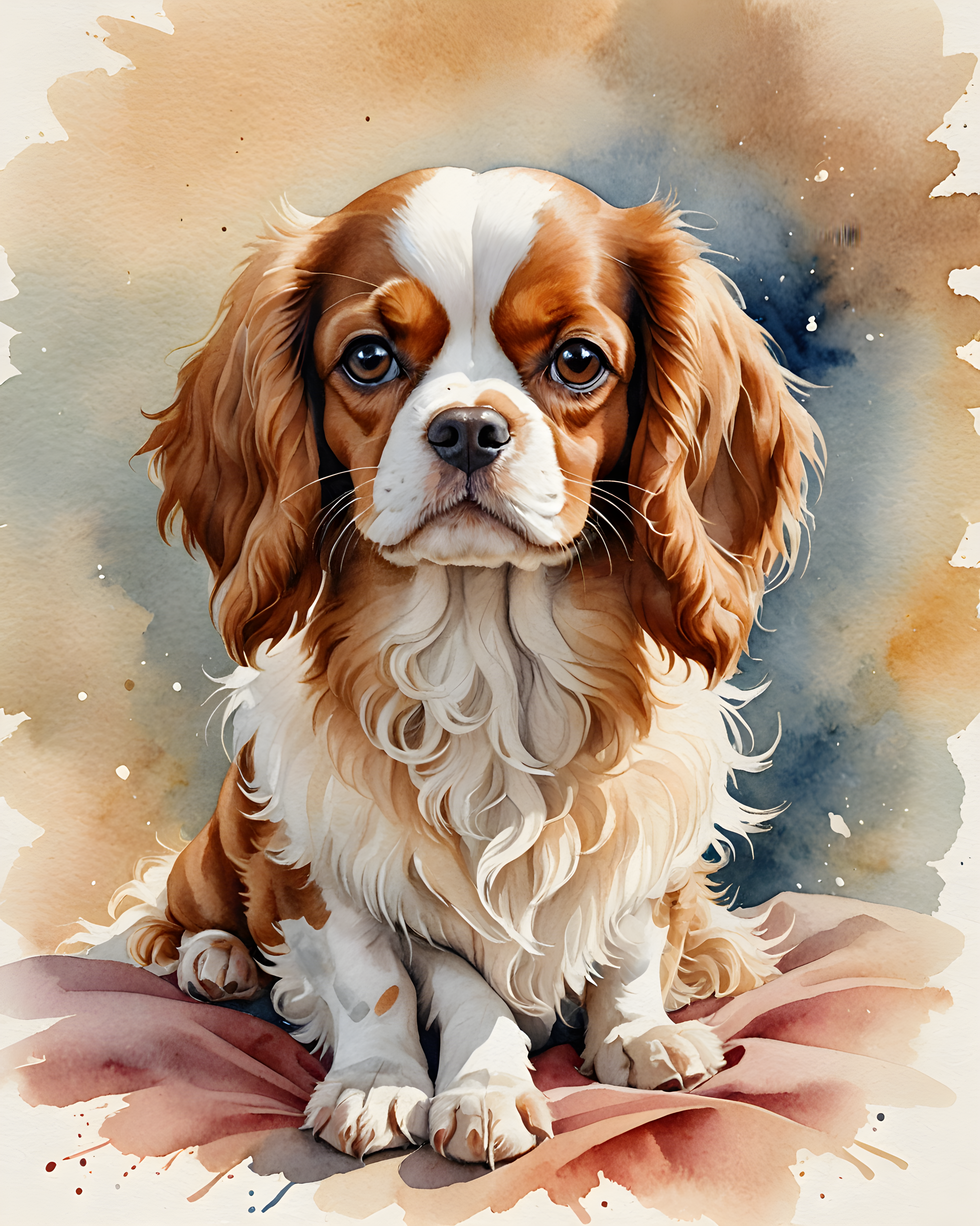Cuddly Cavalier — Watercolor (Sleepy)