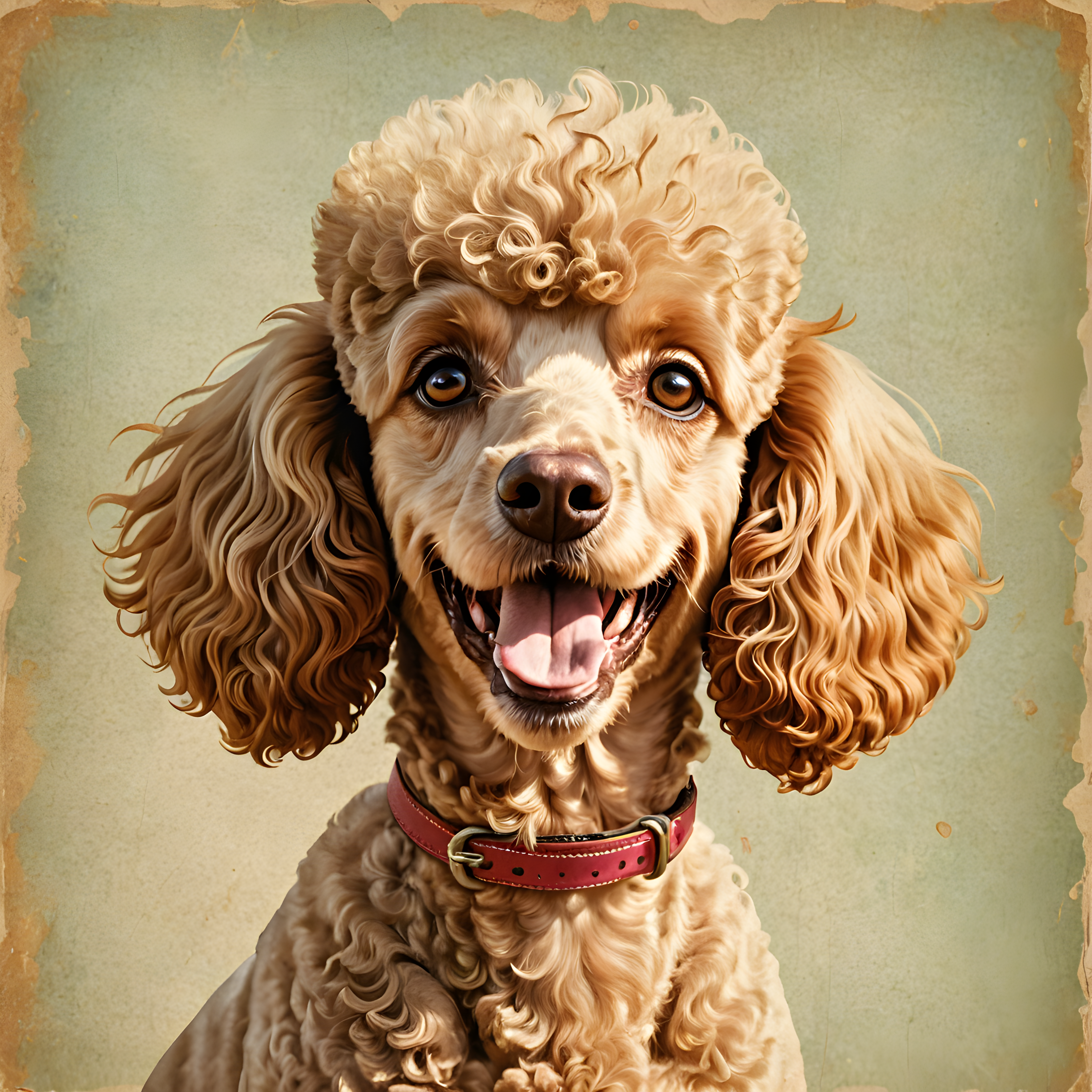 Devoted Poodle — Vintage Poster (Happy)