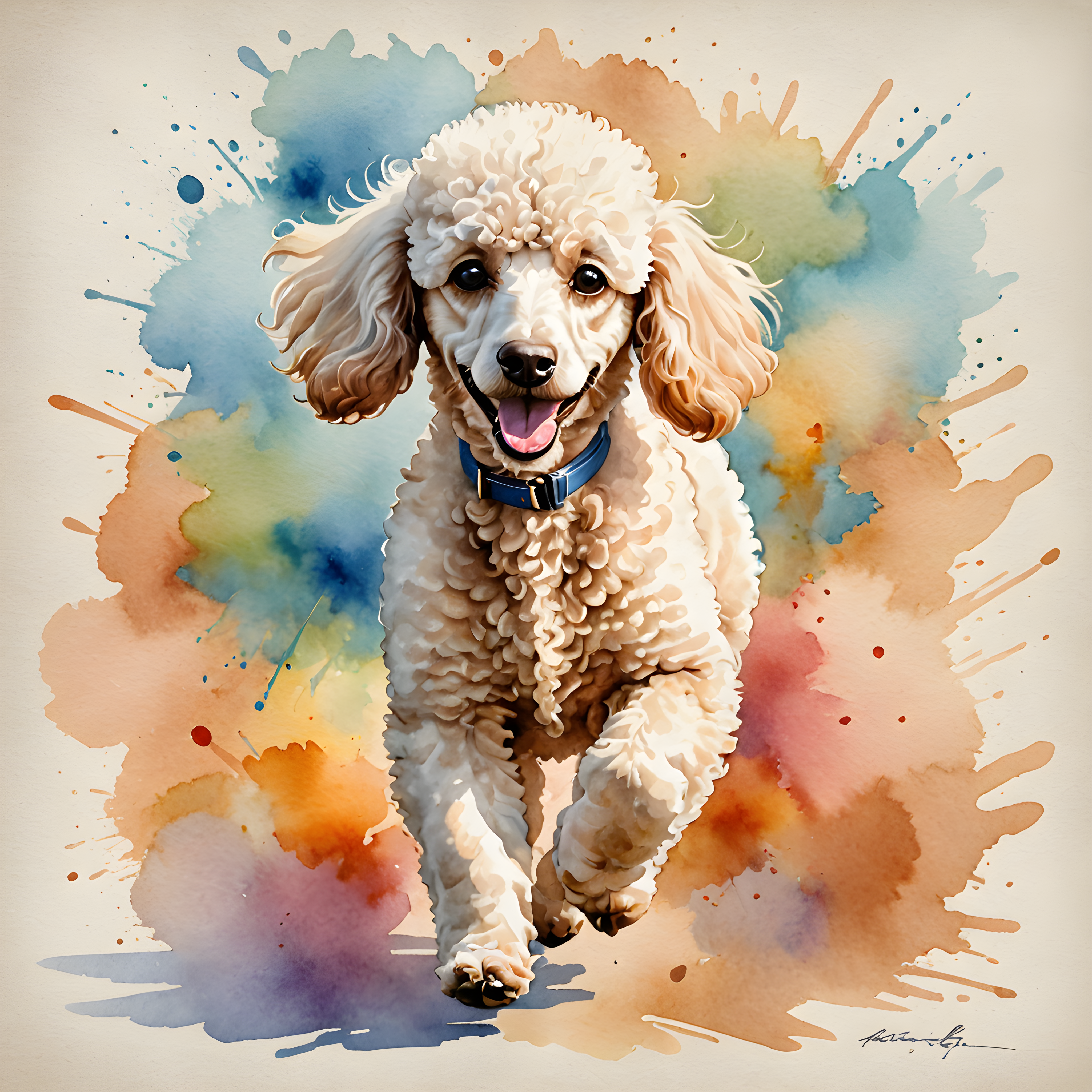 Devoted Poodle — Watercolor (Playful)