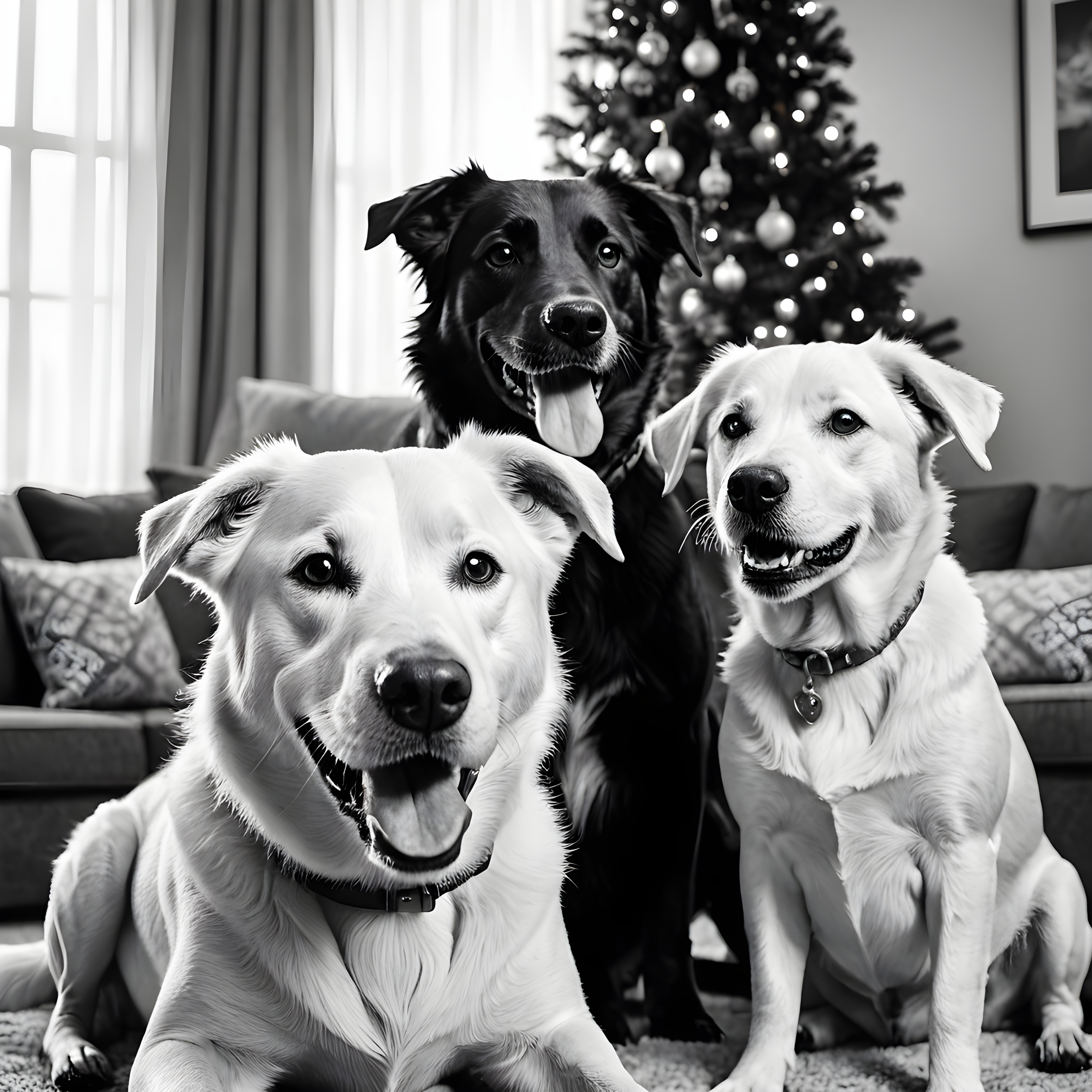 Family Dog — Black & White (Happy)