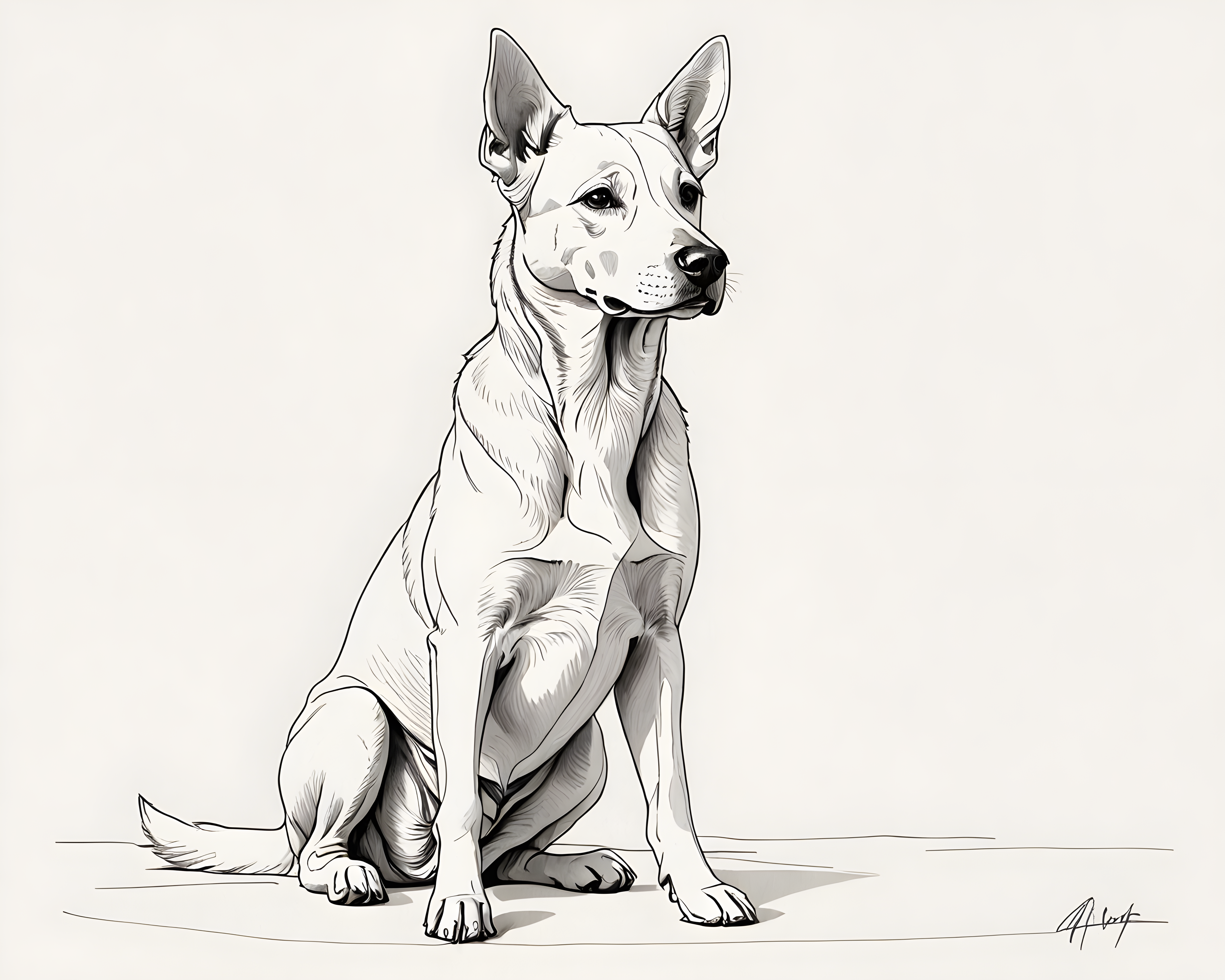 Family Dog — Minimalist Line Art (Romantic)