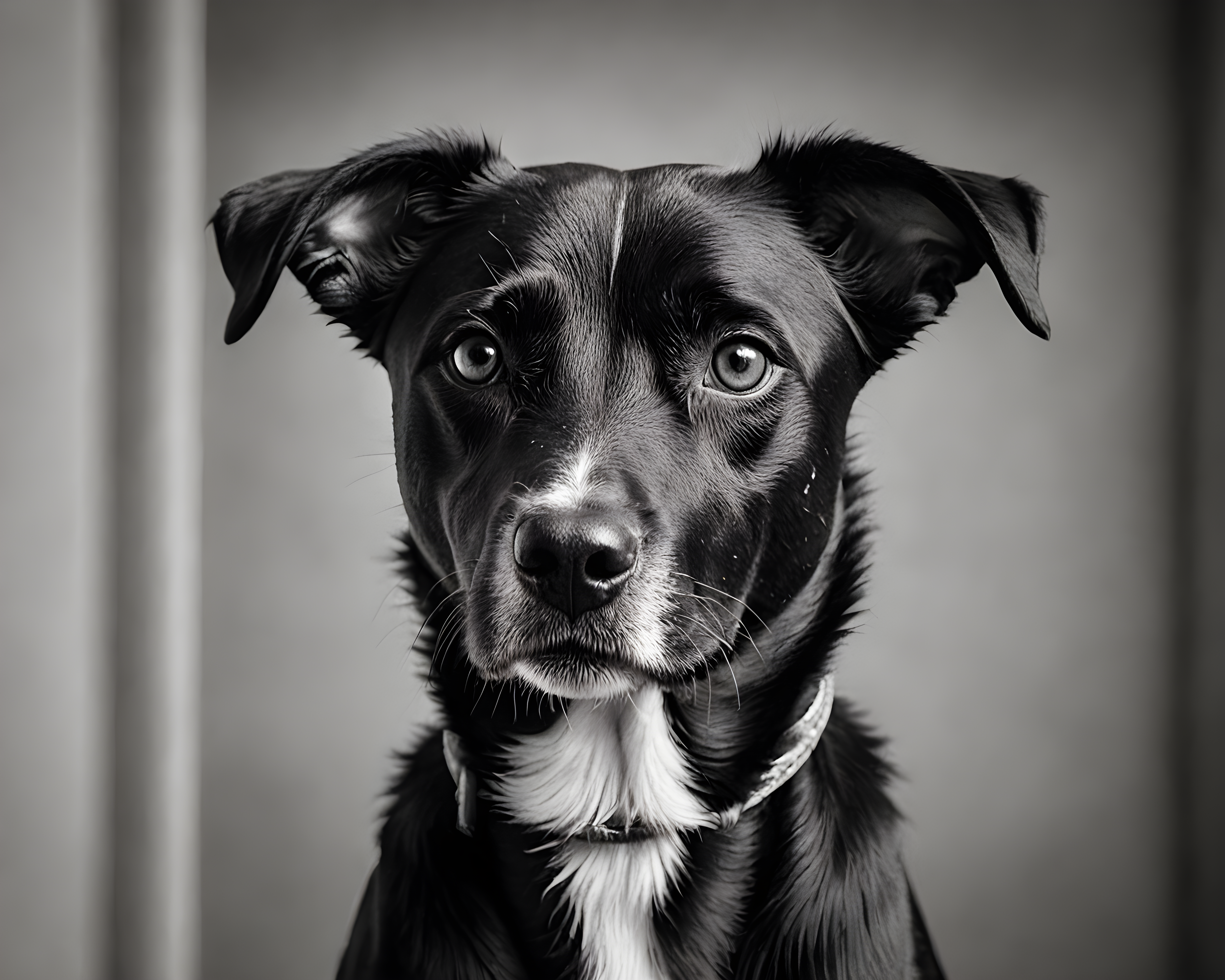 Kind Eyed Mutt — Black & White (Emotional)