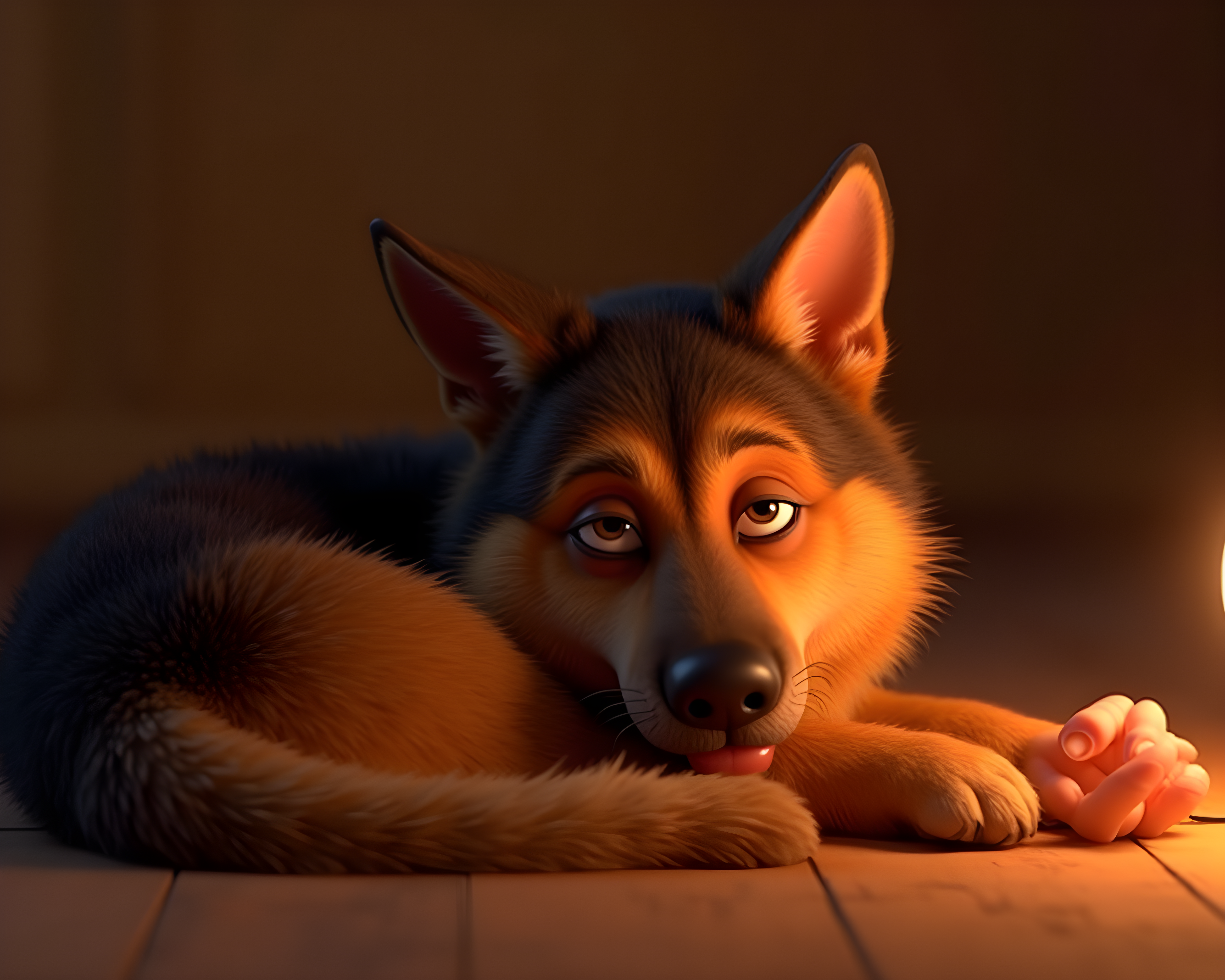 Protective Shepherd — 3D Render (Sleepy)