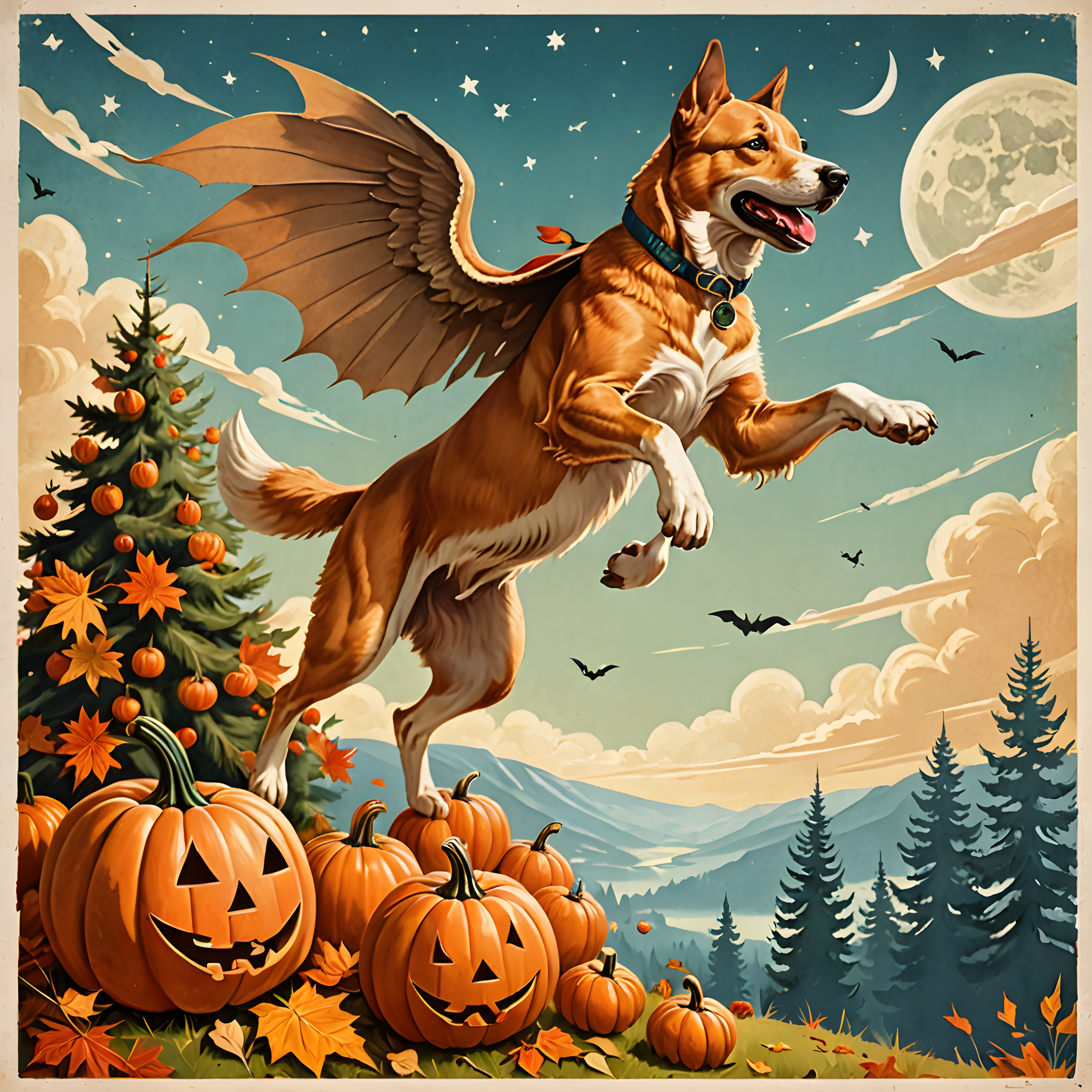 Celestial Retriever — Vintage Poster (Seasonal)