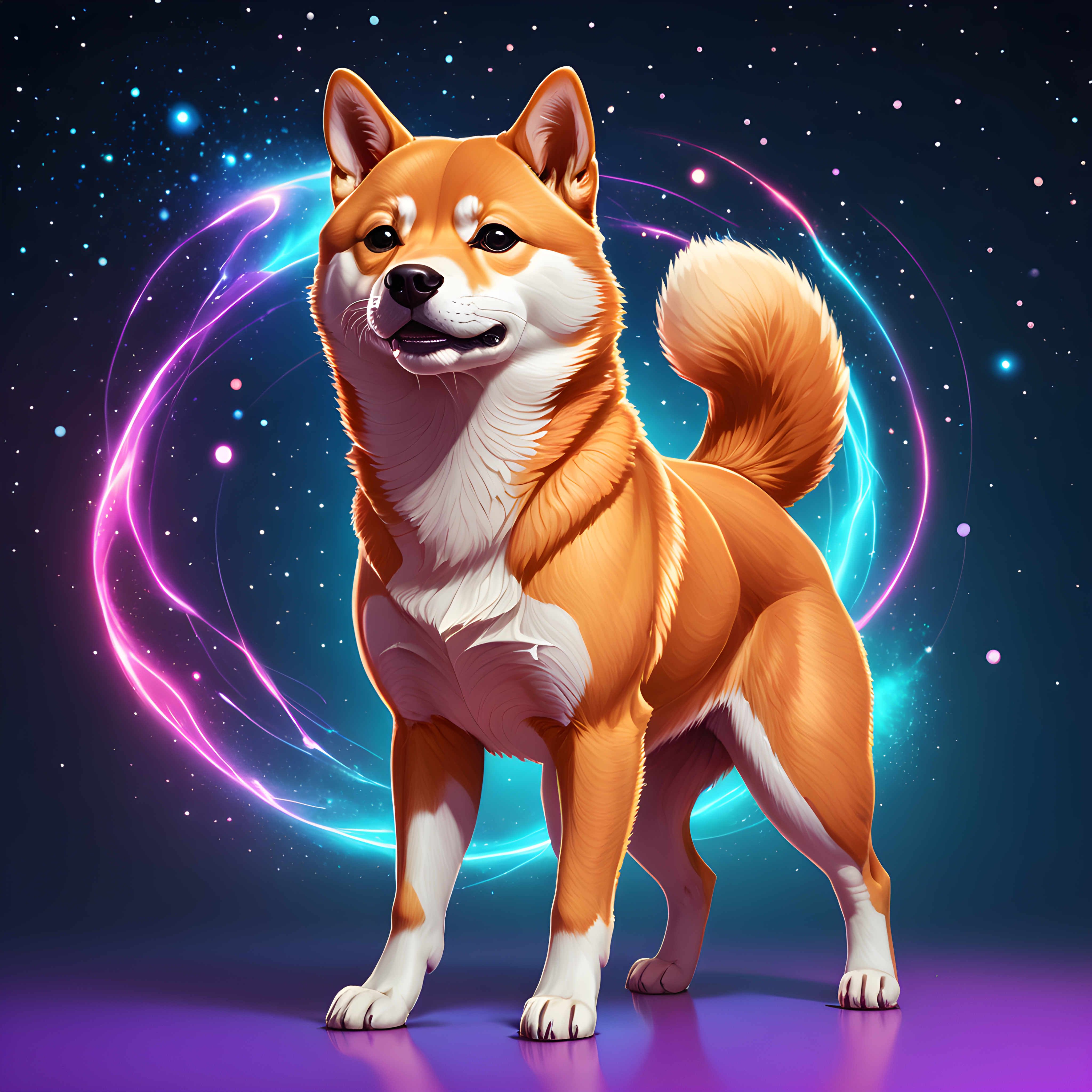 Cosmic Shiba — Line Art (Energetic)