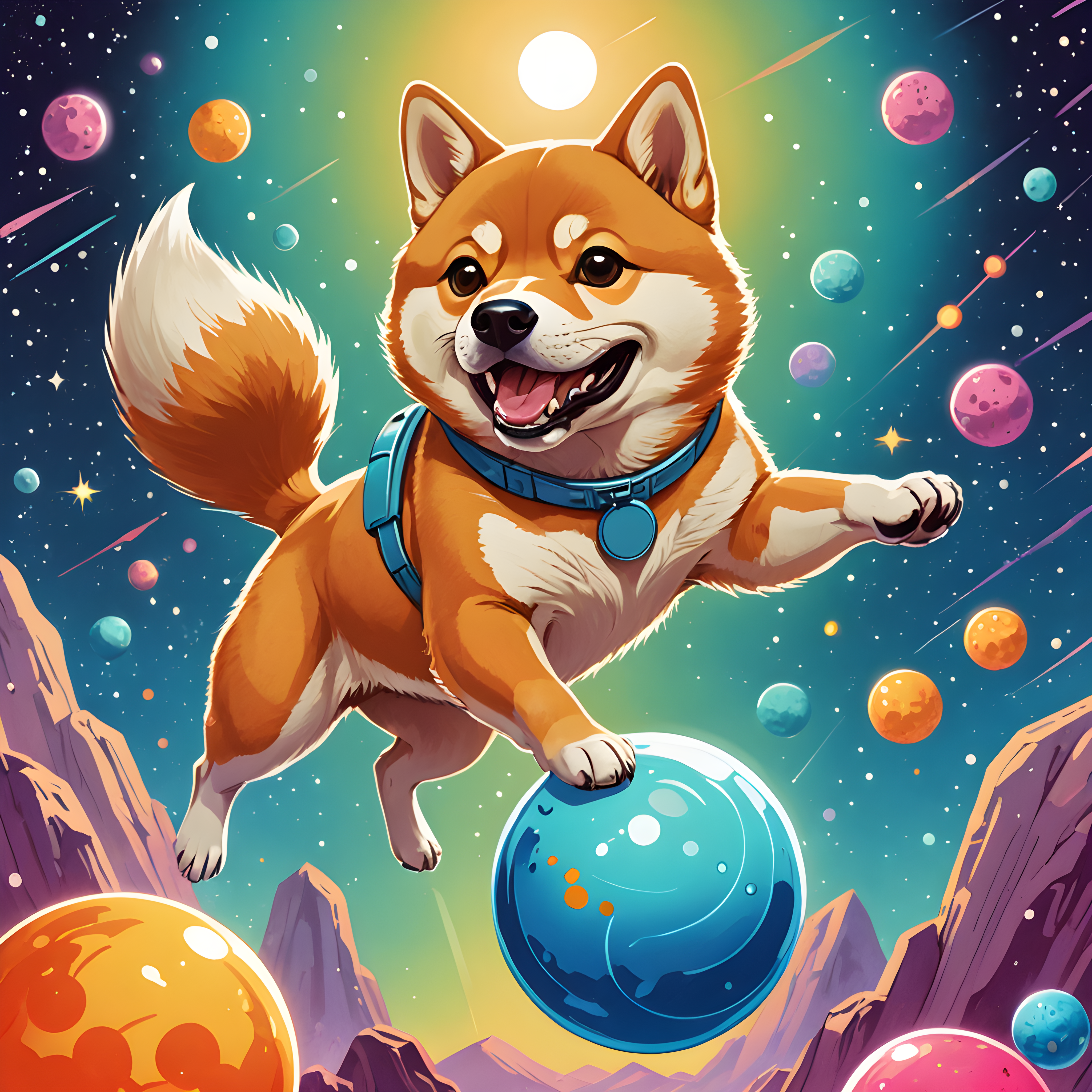 Cosmic Shiba — Retro (Playful)