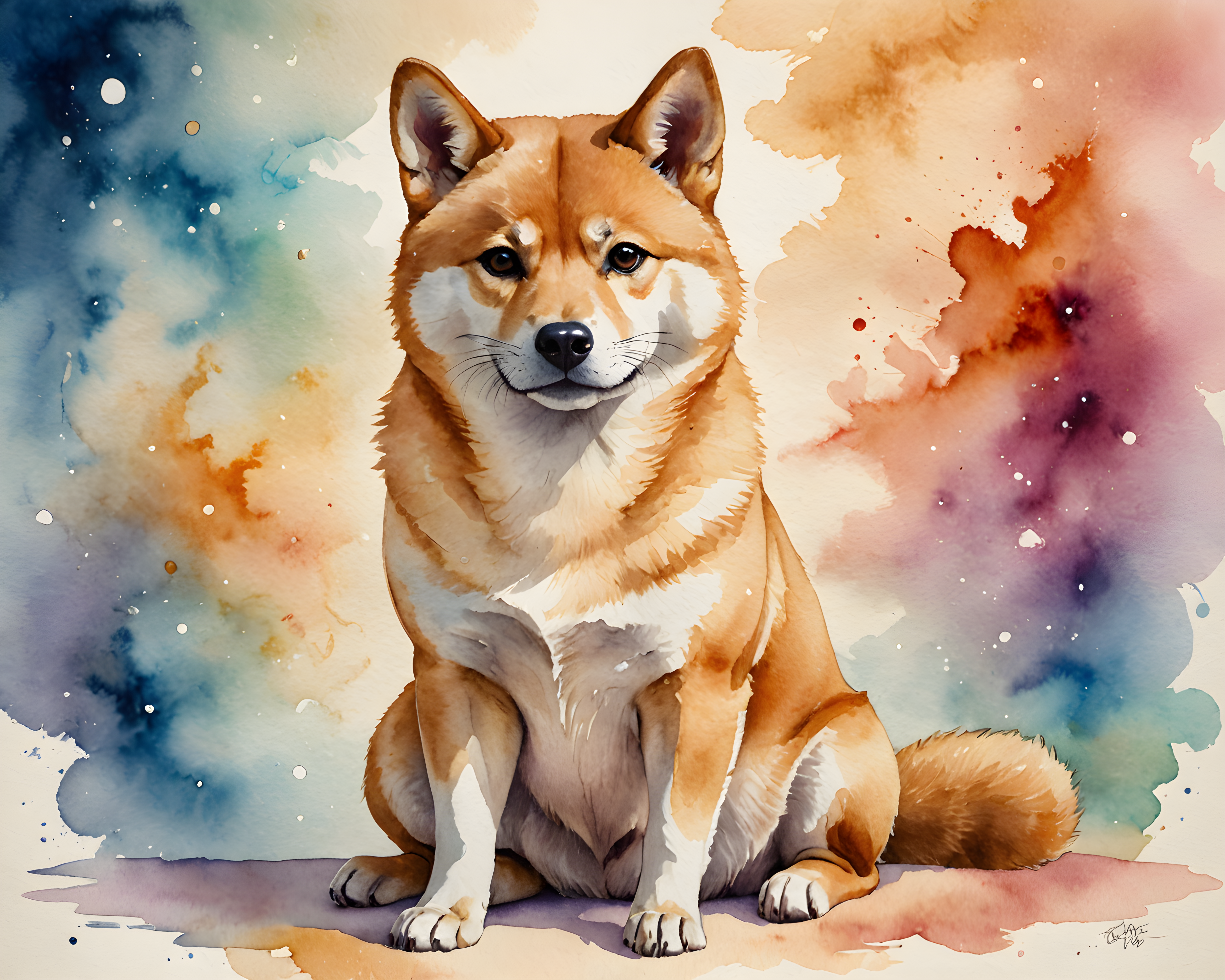 Cosmic Shiba — Watercolor (Motivational)