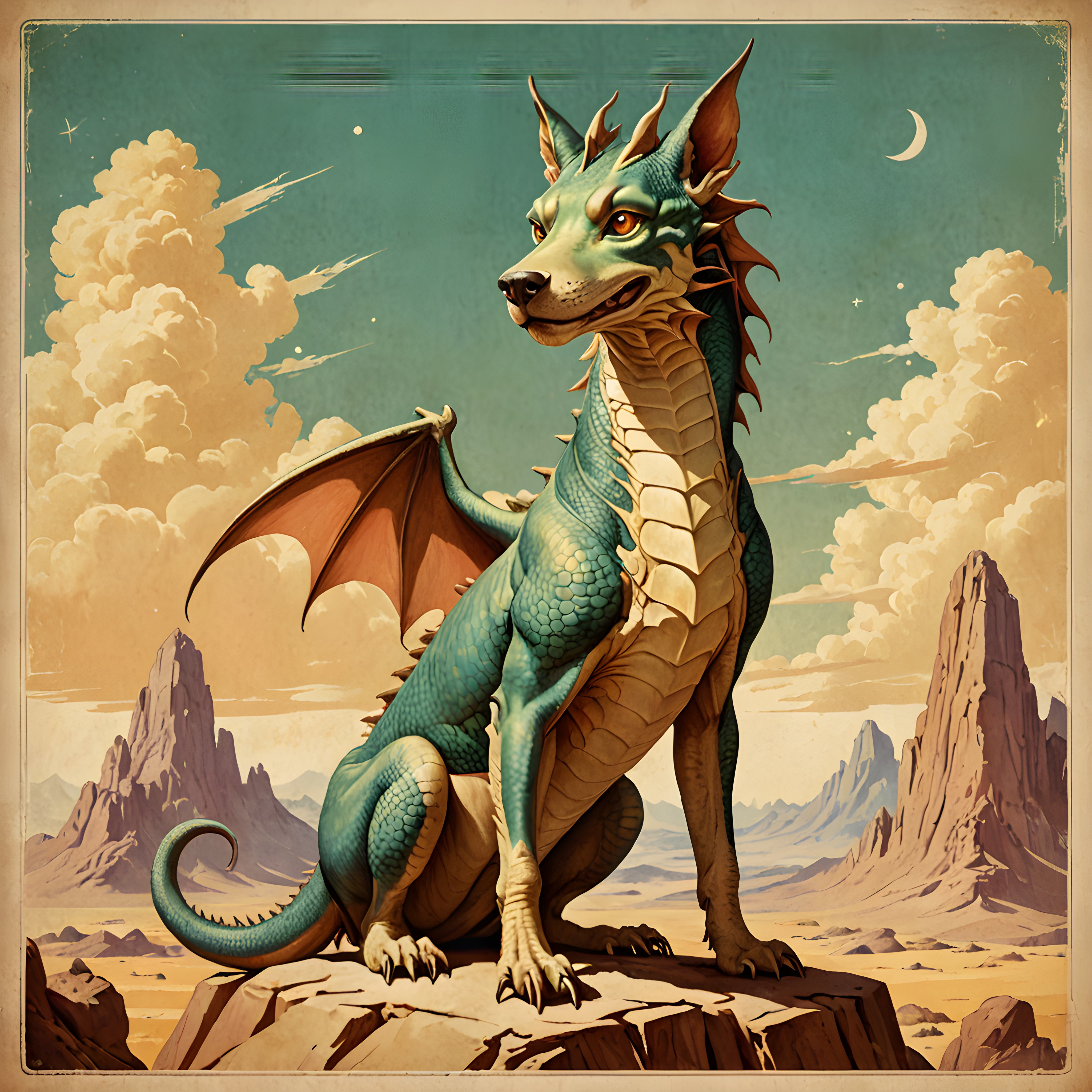 Dragon Dog — Vintage Poster (Fantasy)