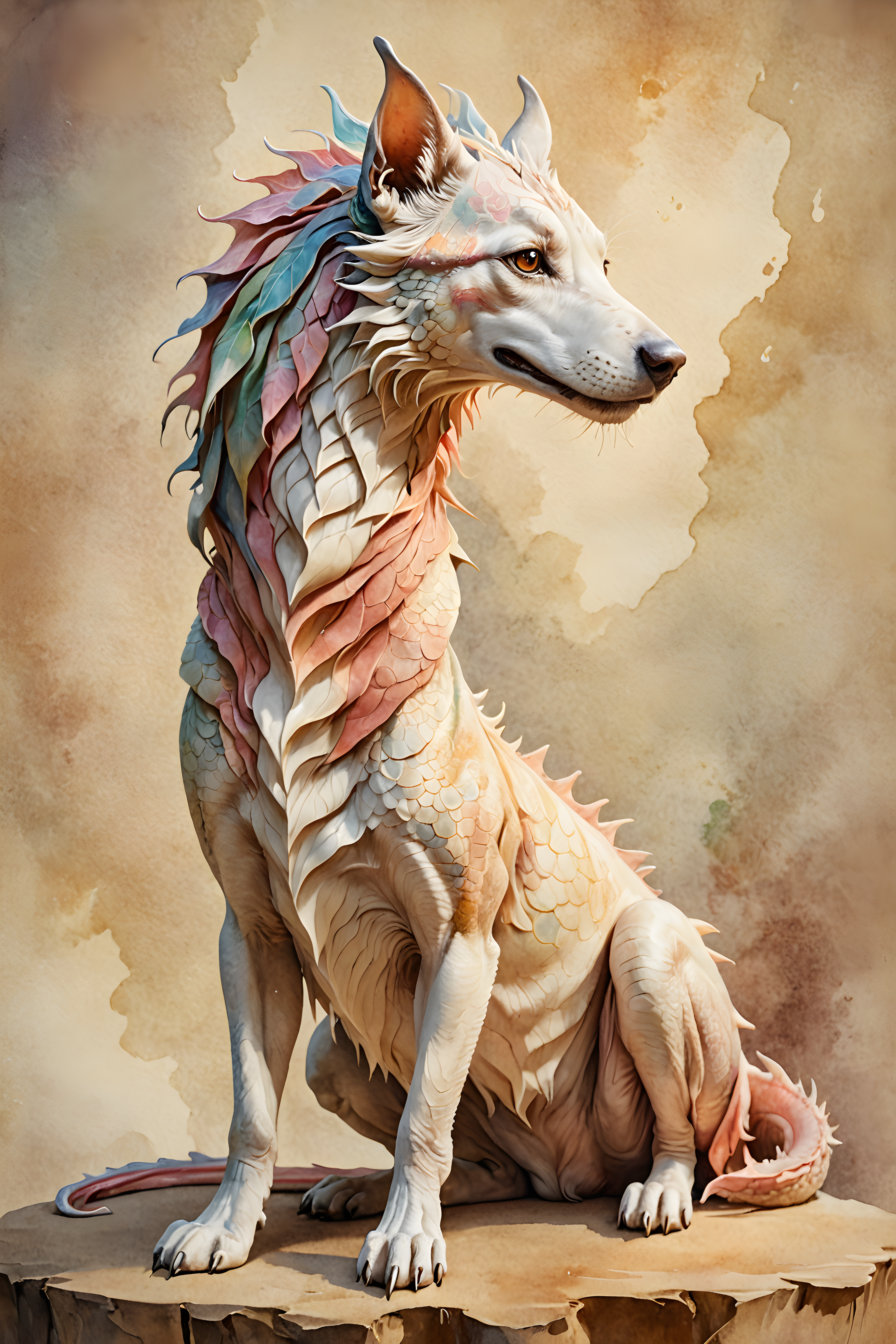 Dragon Dog — Watercolor (Sleepy)
