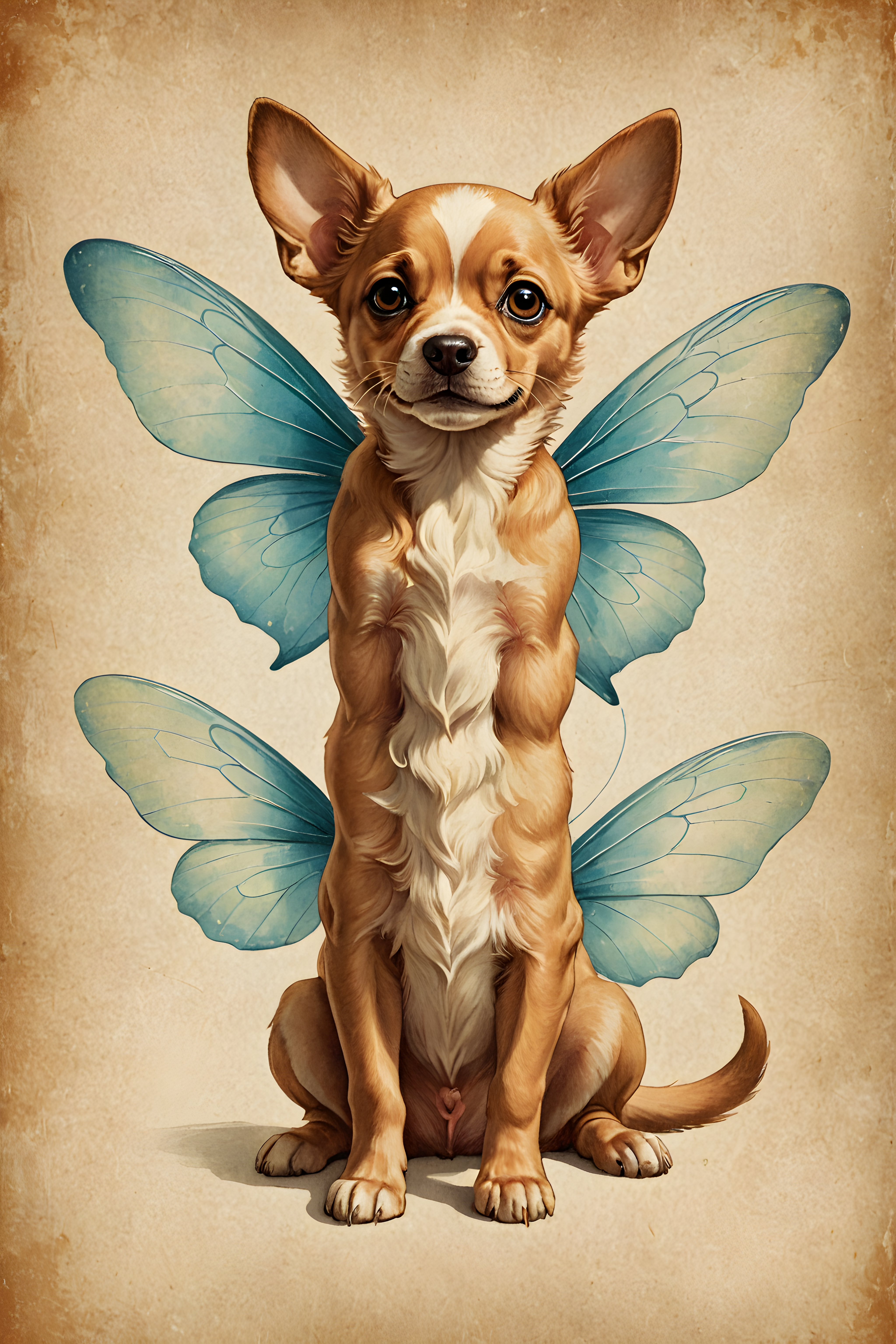 Fairy Puppy — Vintage Poster (Energetic)