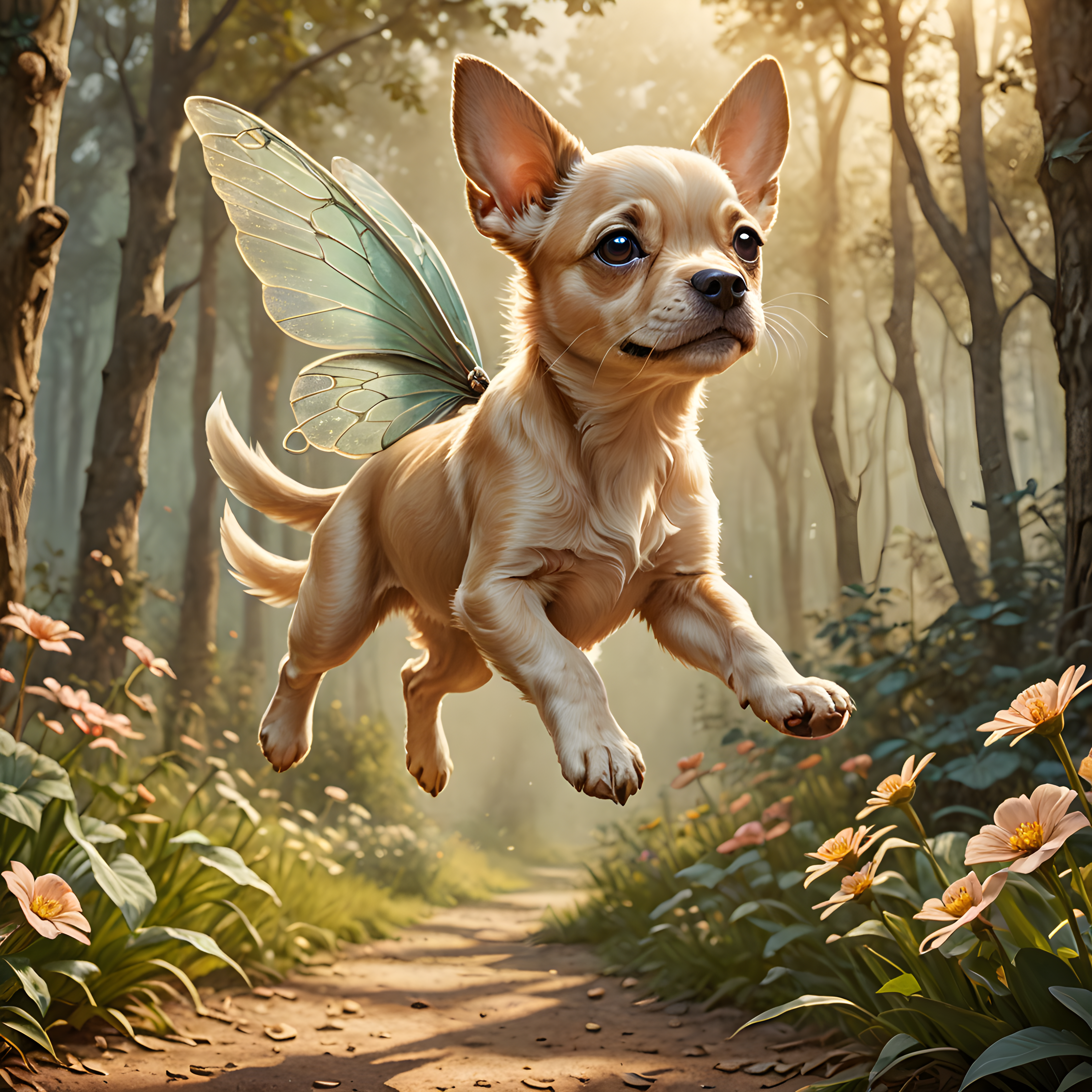 Fairy Puppy — Vintage Poster (Romantic)