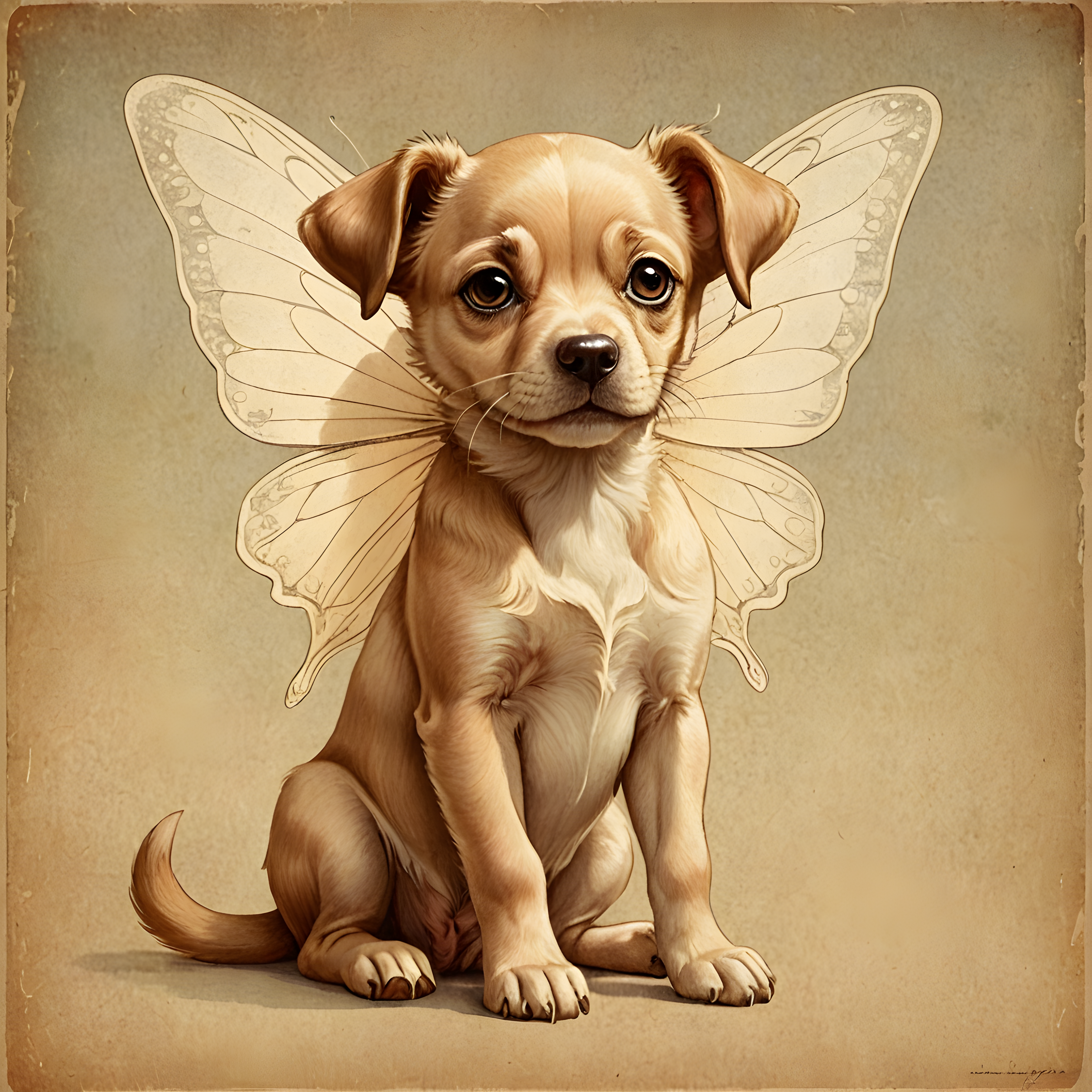 Fairy Puppy — Vintage Poster (Sleepy)