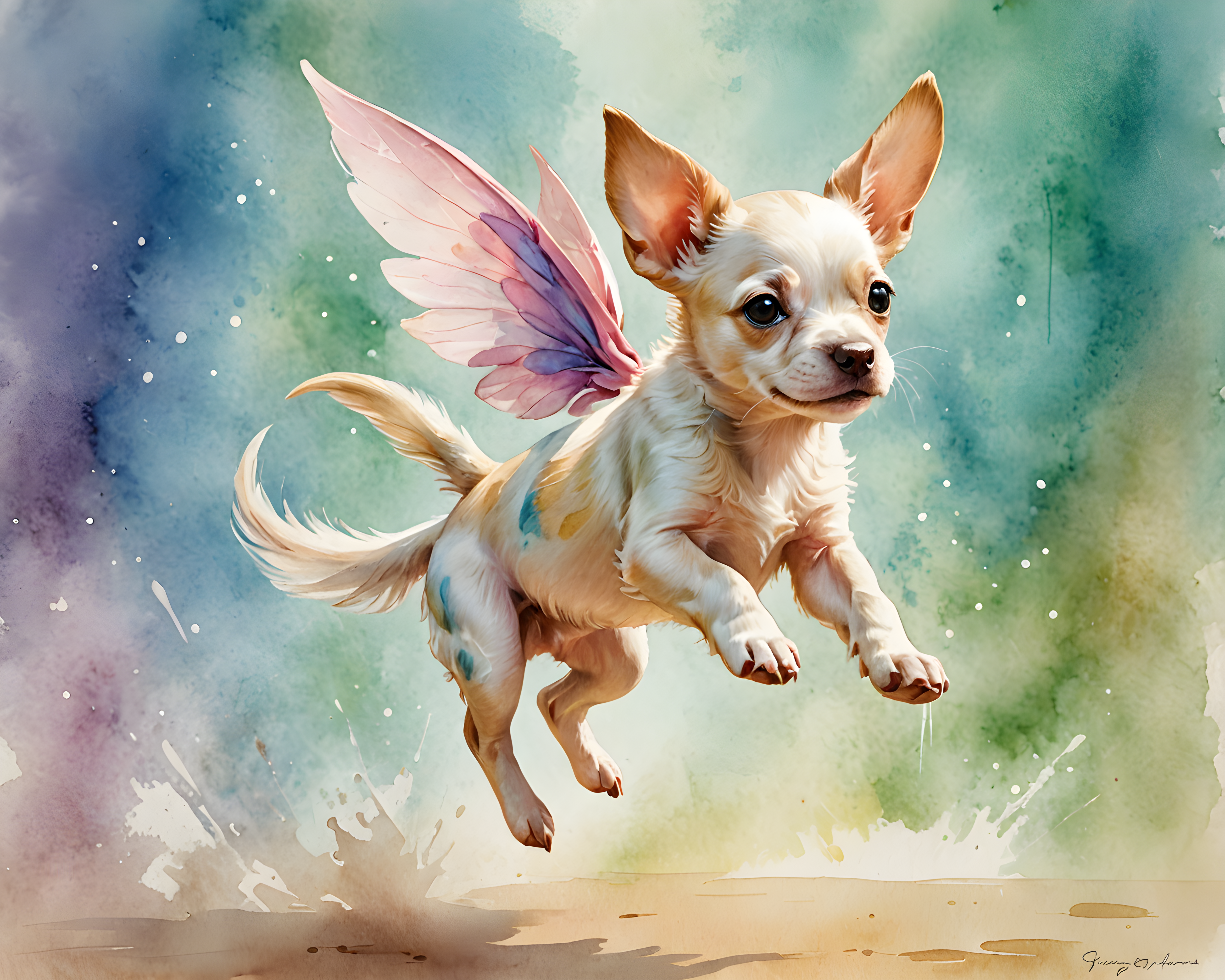 Fairy Puppy — Watercolor (Energetic)