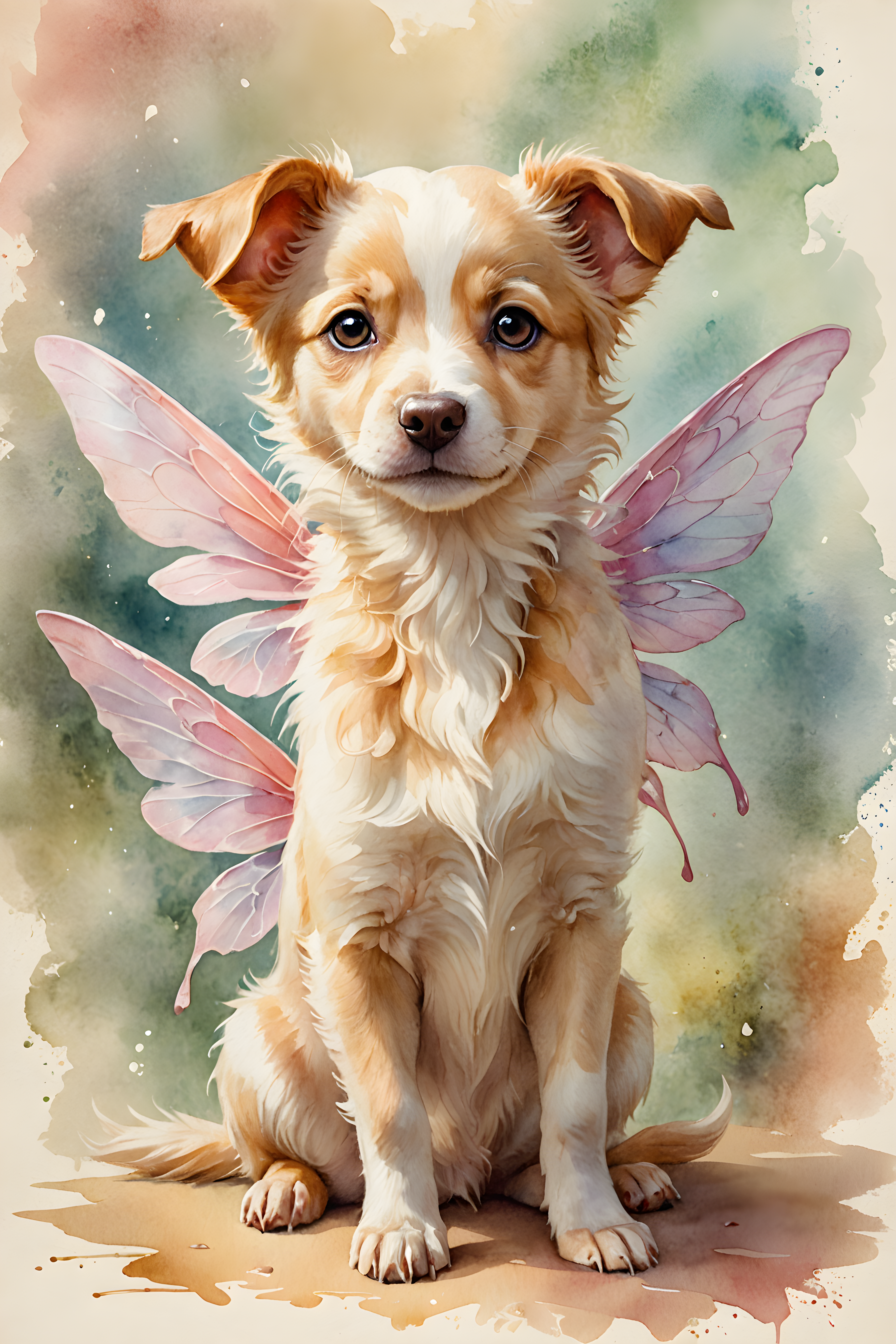Fairy Puppy — Watercolor (Romantic)