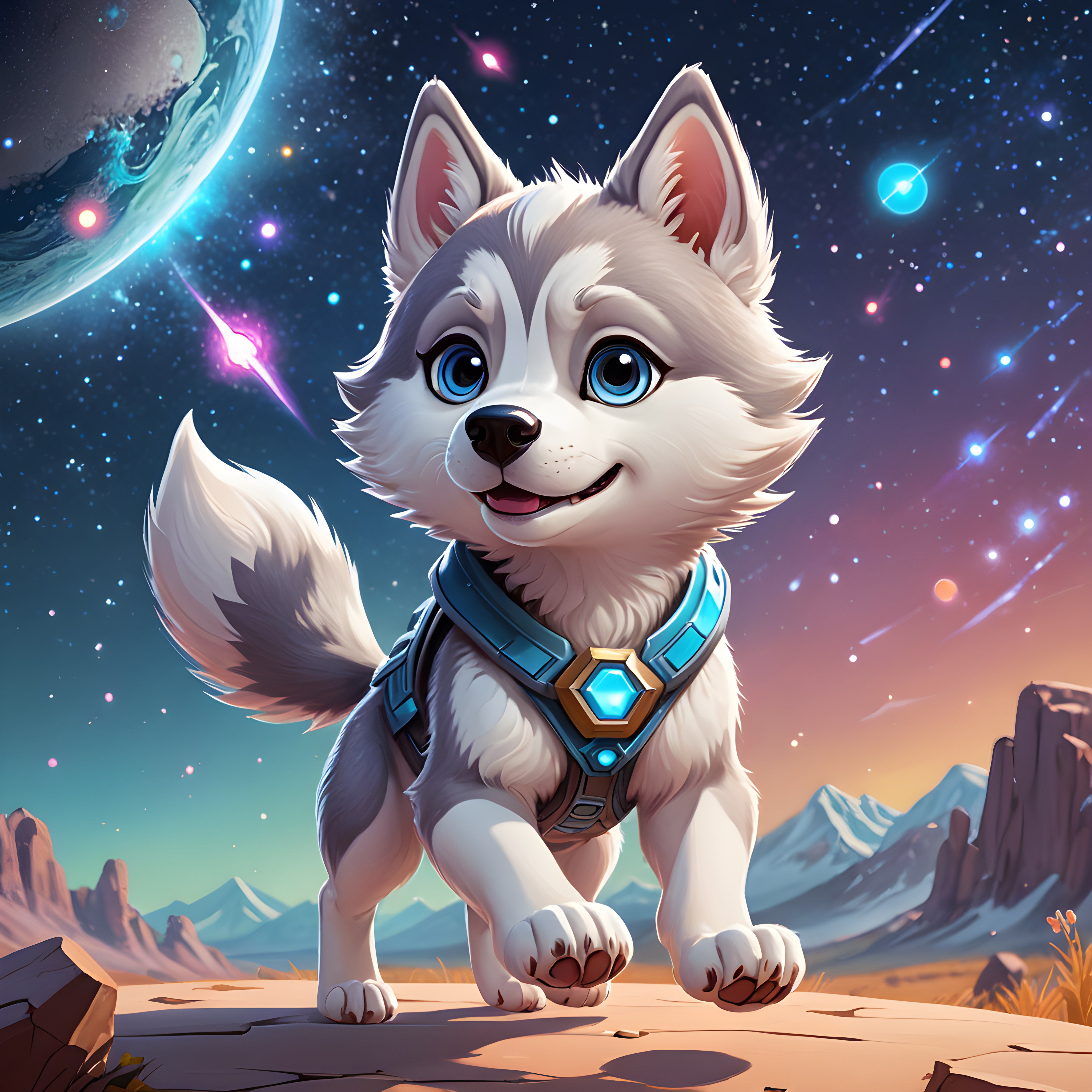 Galaxy Husky — Cartoon / Kawaii (Motivational)