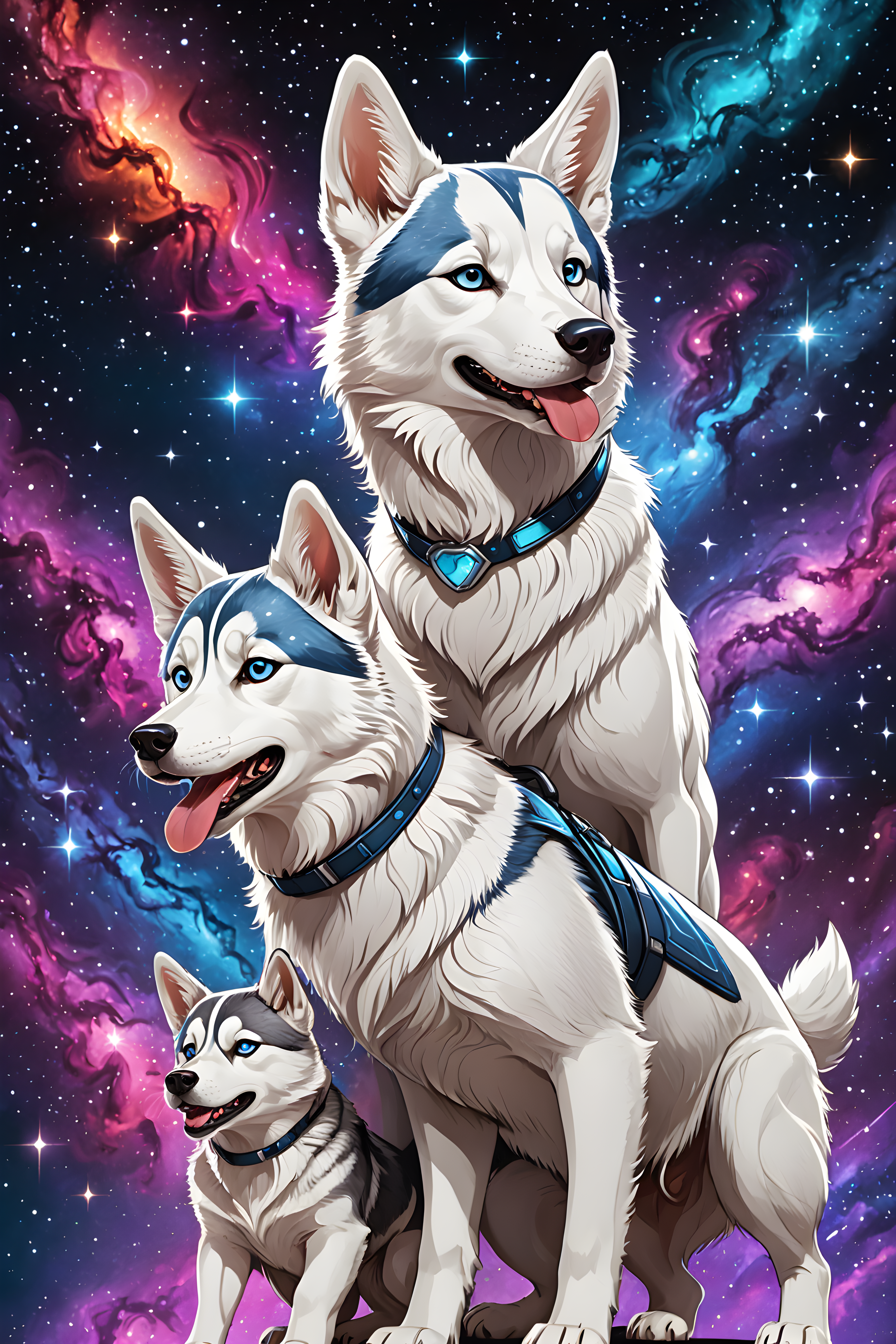 Galaxy Husky — Line Art (Funny)