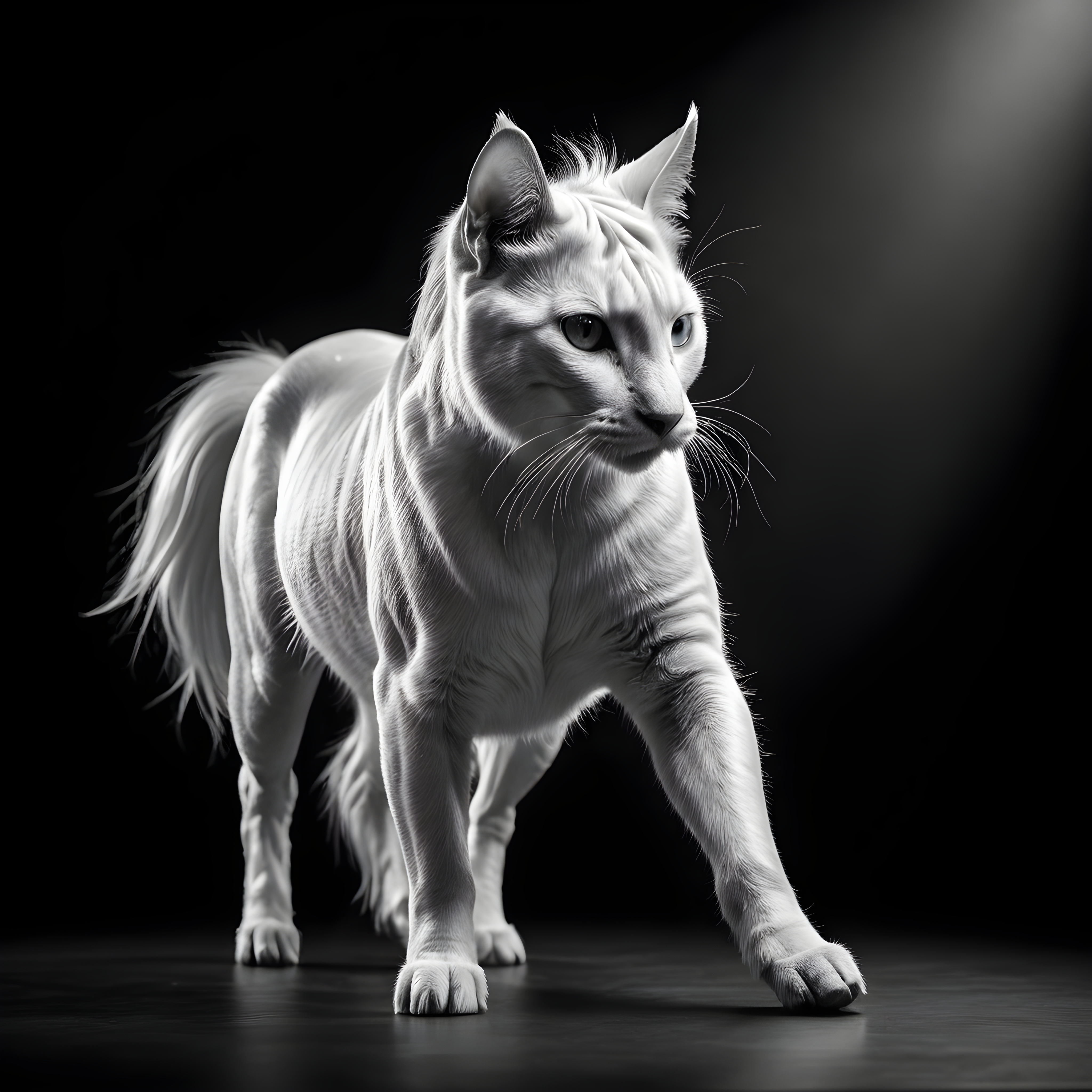 Unicorn Cat — Black & White (Energetic)