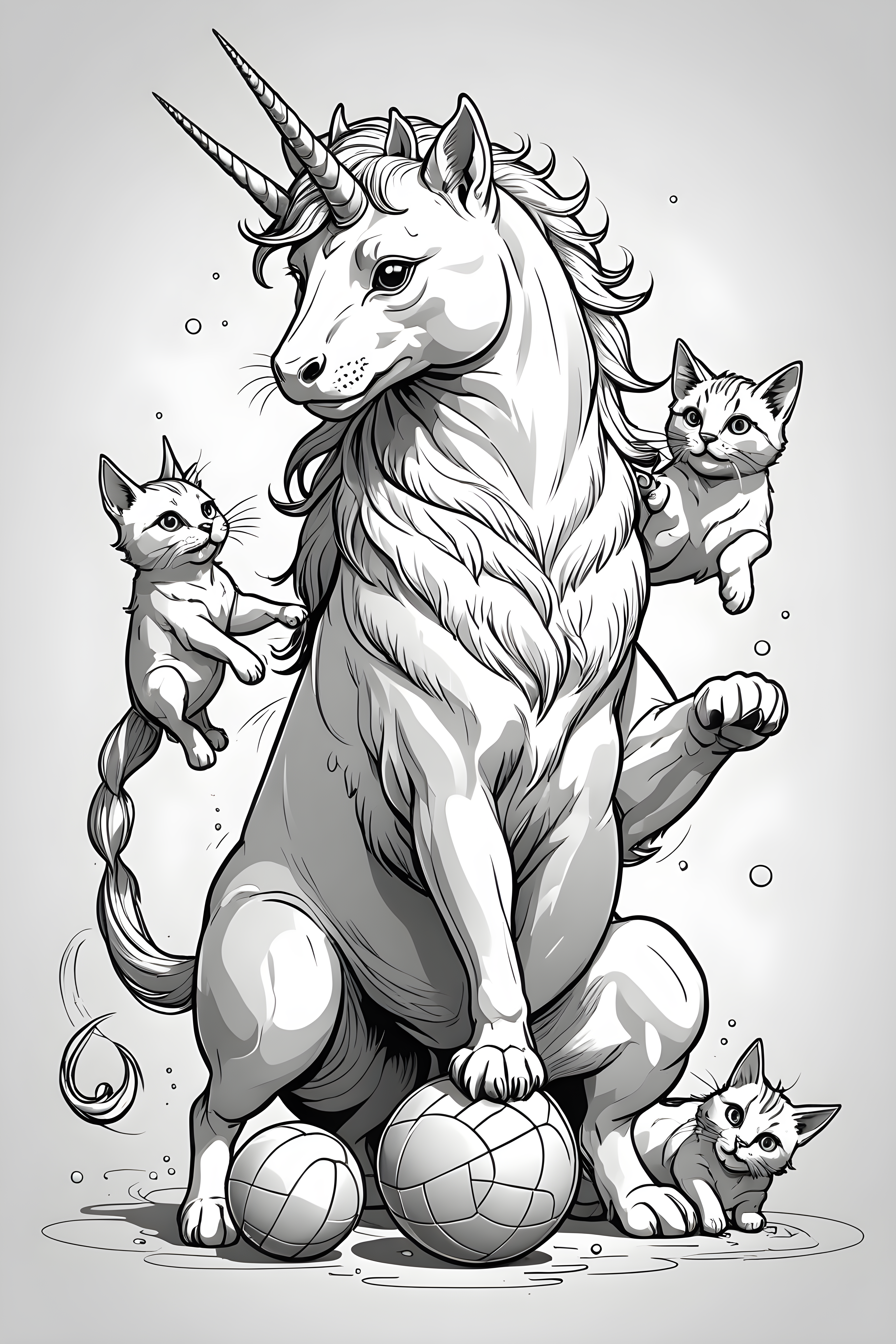 Unicorn Cat — Line Art (Playful)