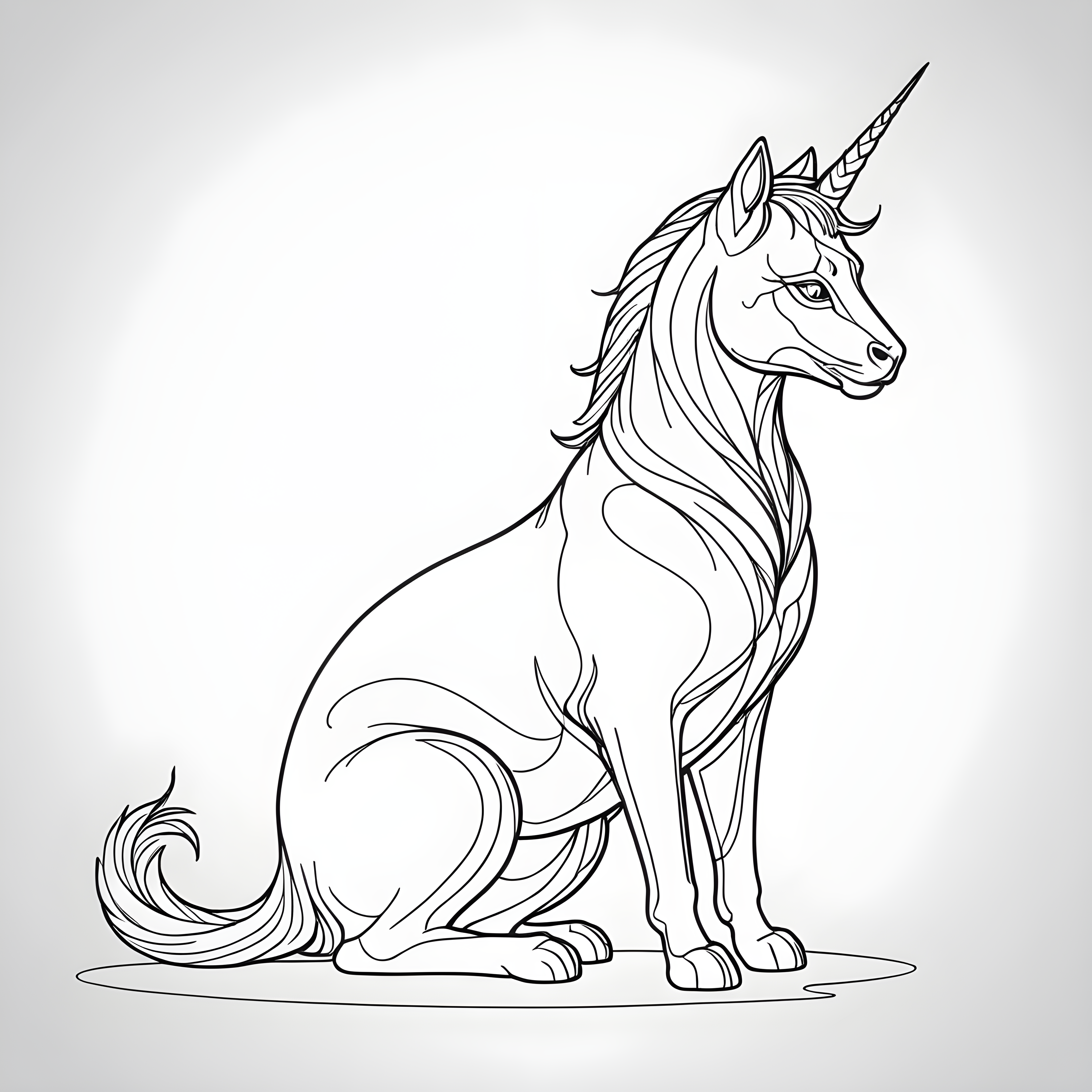 Unicorn Cat — Minimalist Line Art (Sleepy)