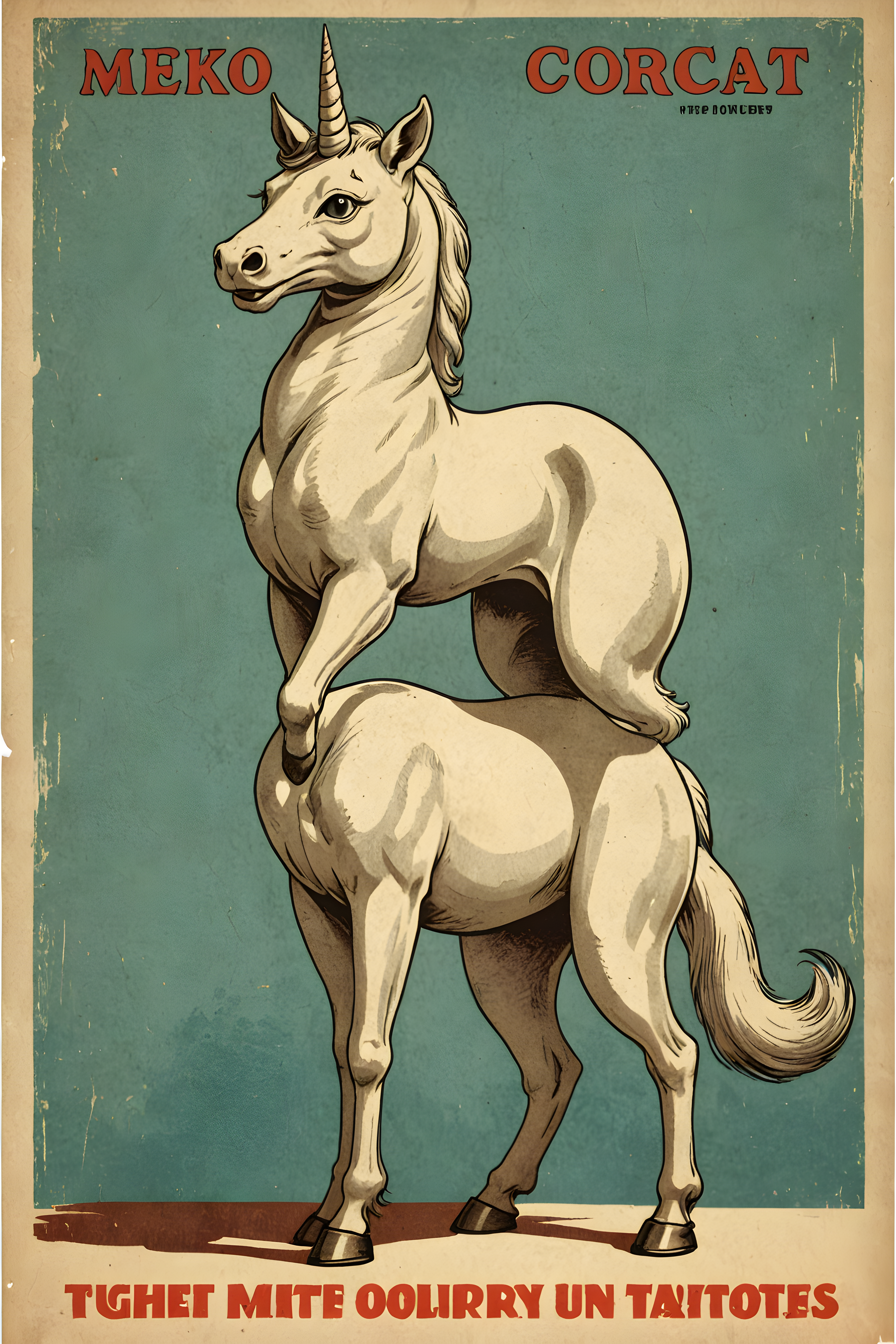 Unicorn Cat — Vintage Poster (Funny)