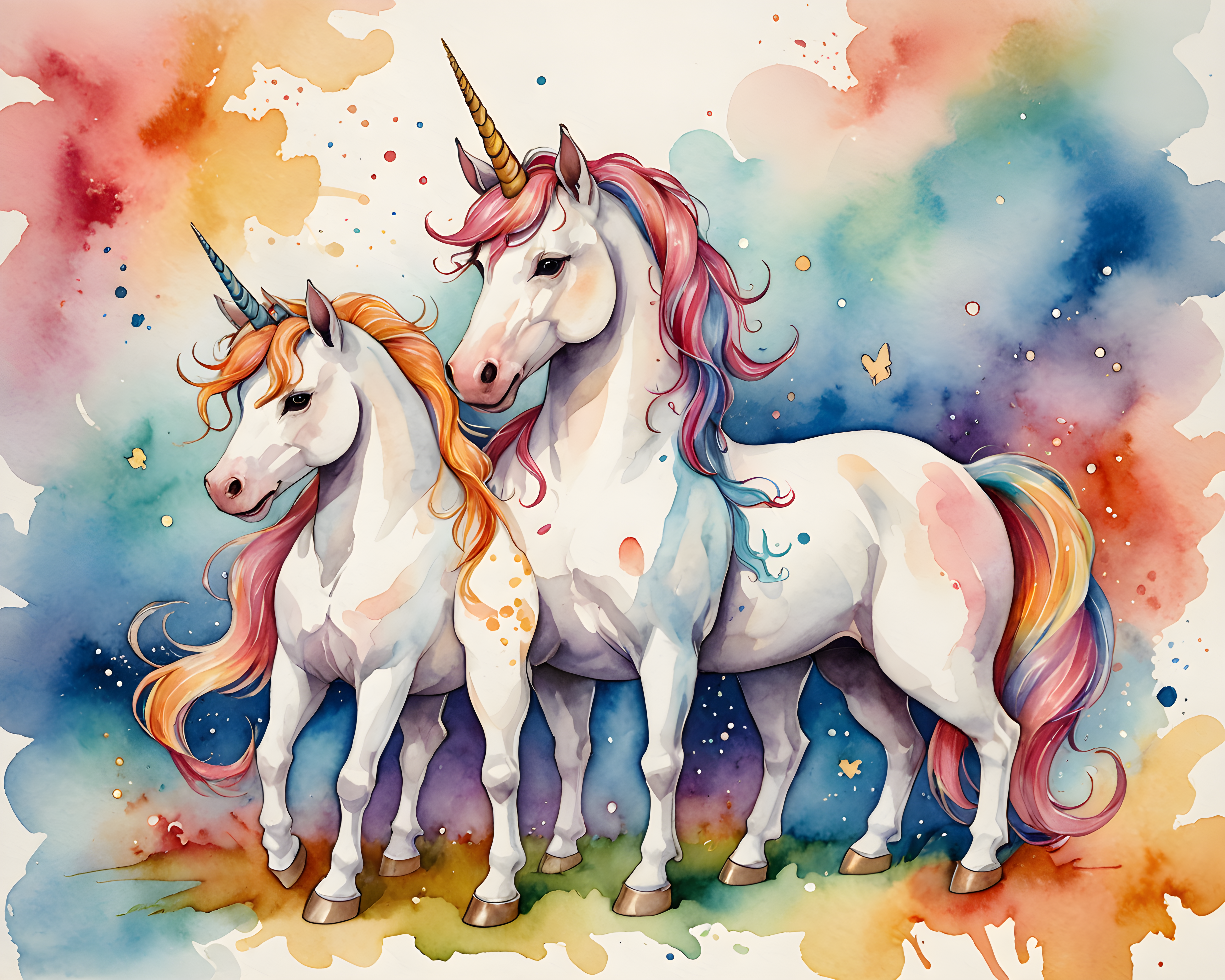 Unicorn Cat — Watercolor (Happy)