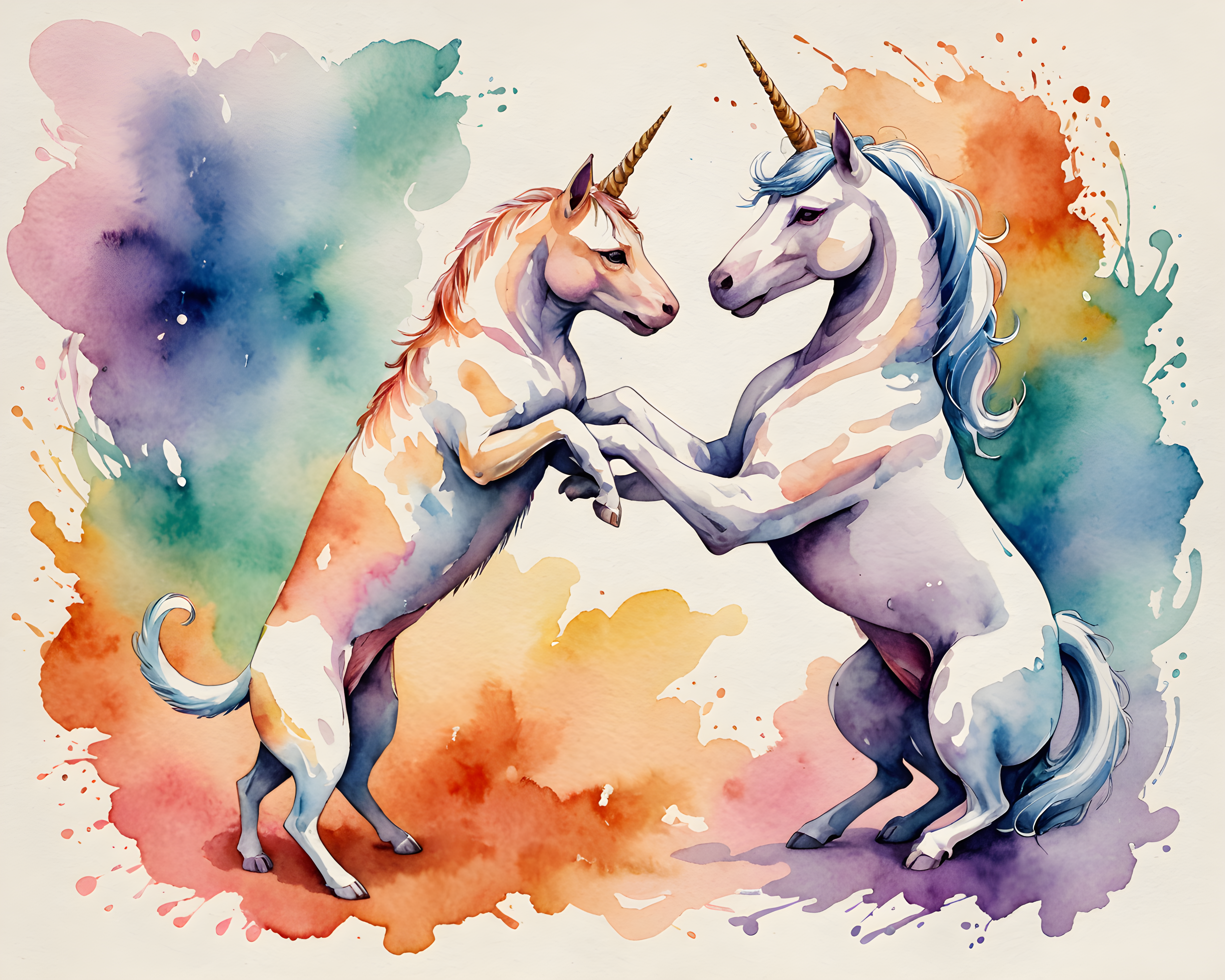 Unicorn Cat — Watercolor (Playful)