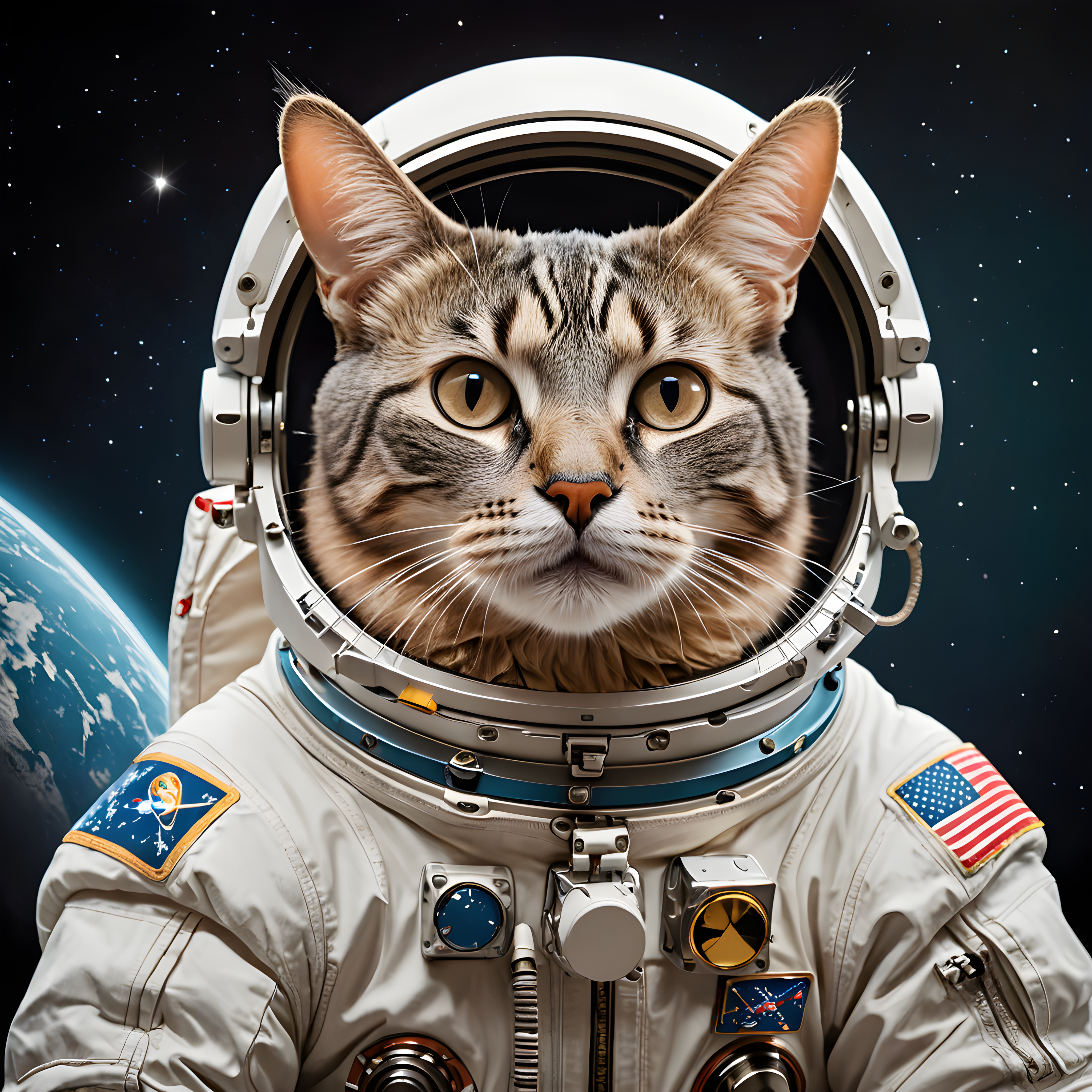 Astronaut Cat — Line Art (Motivational)