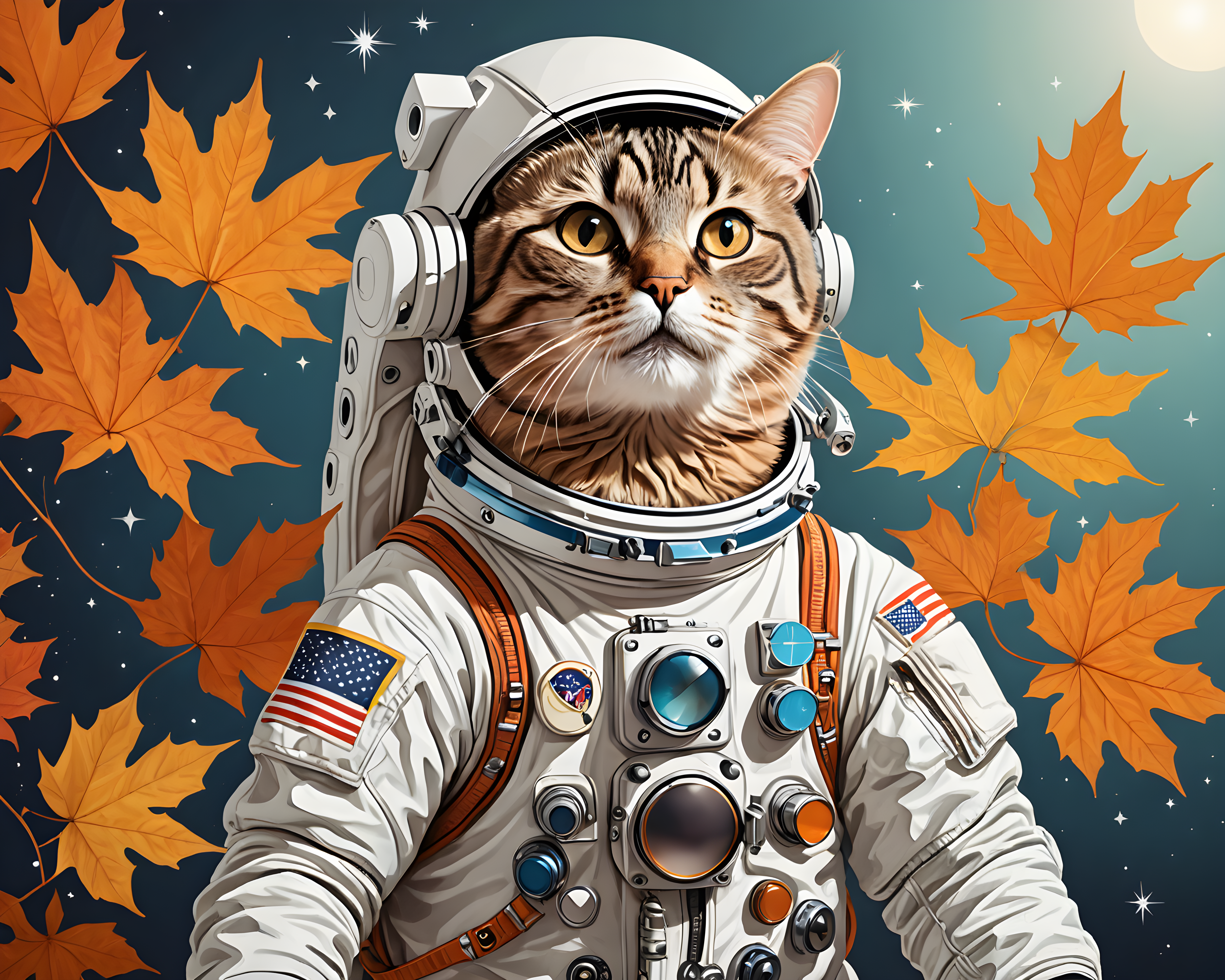 Astronaut Cat — Line Art (Seasonal)