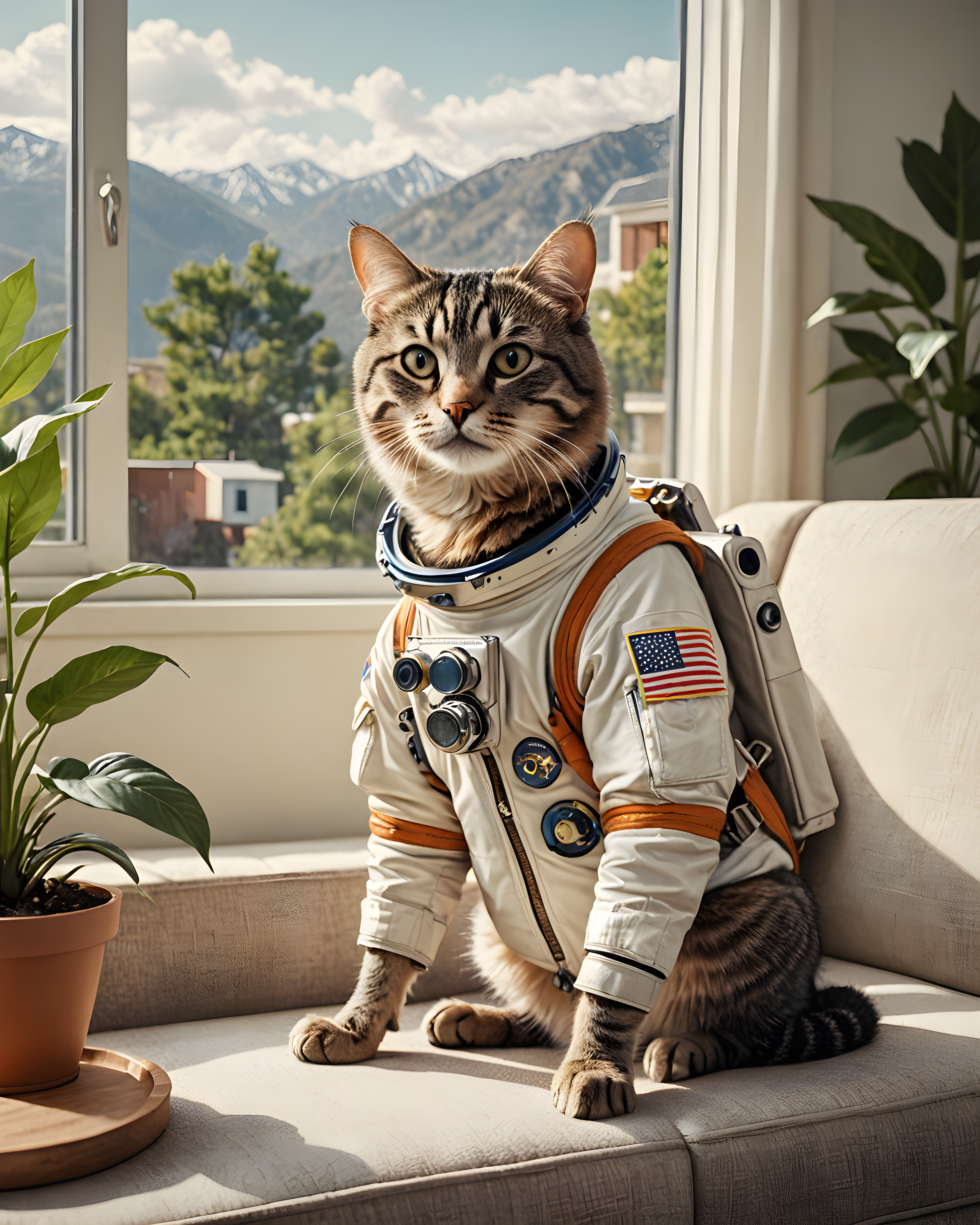 Astronaut Cat — Retro (Lifestyle) — Wall Art (Printable) — Portrait 4×5