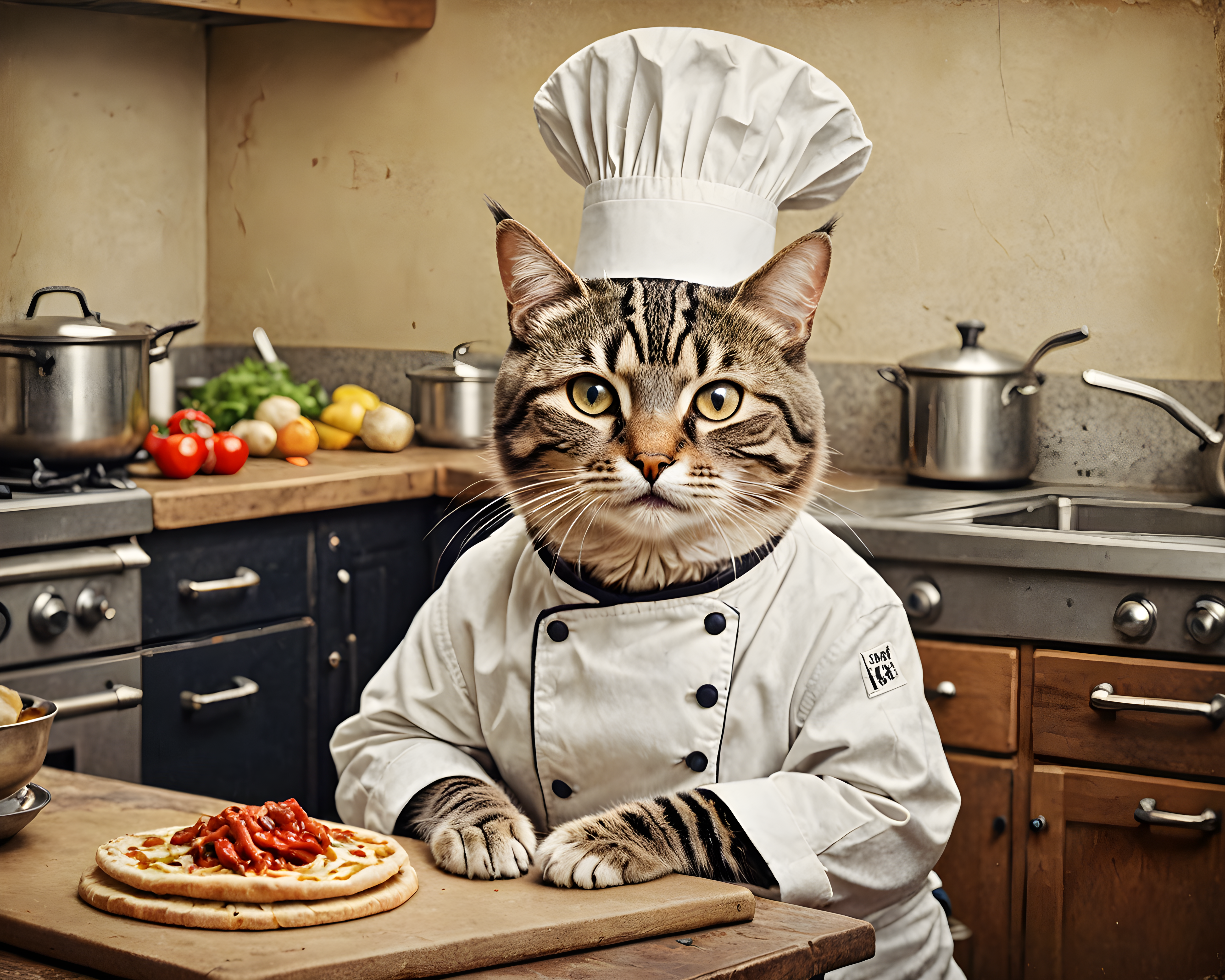 Chef Cat — Vintage Poster (Energetic)