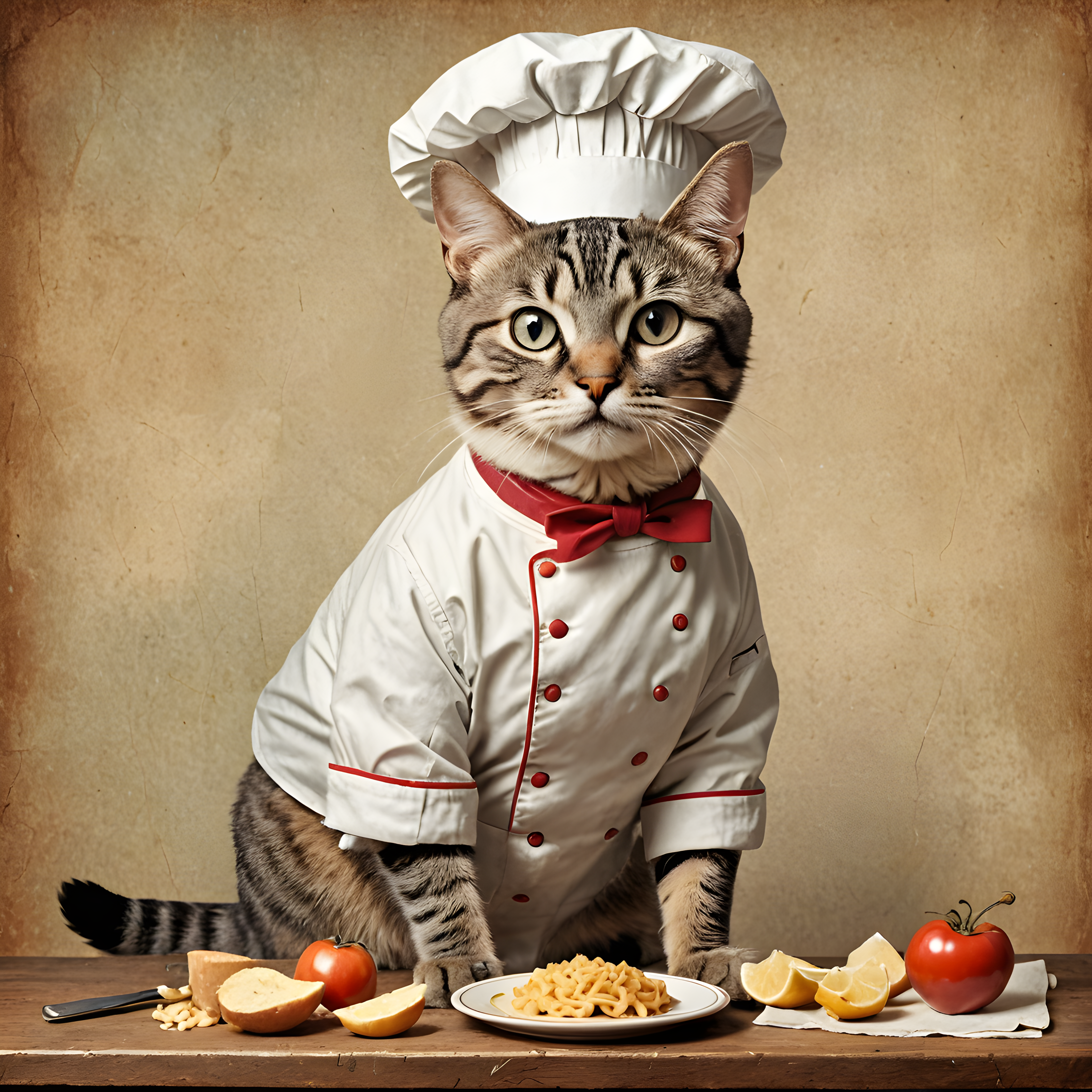 Chef Cat — Vintage Poster (Romantic)