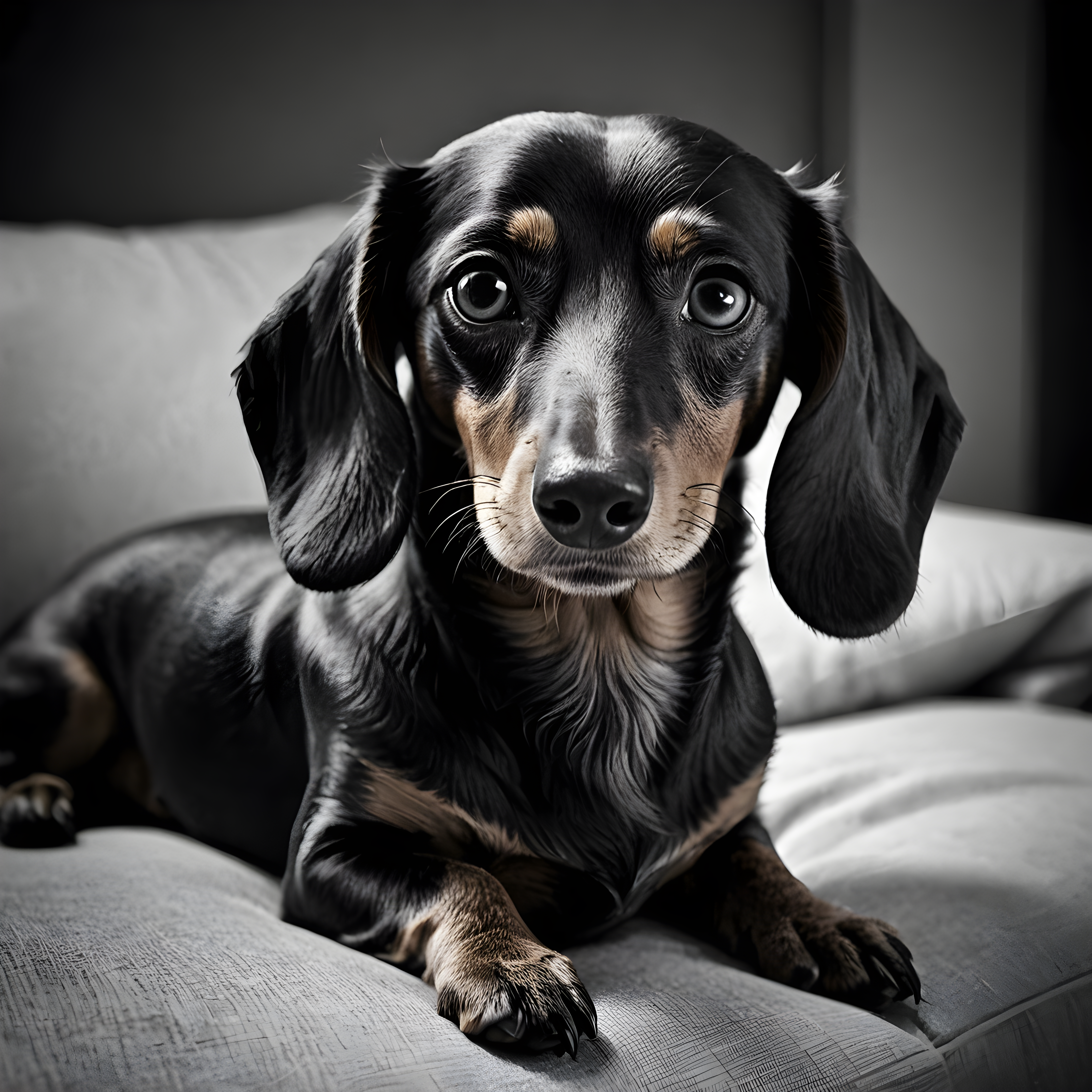 Detective Dachshund — Black & White (Sleepy)