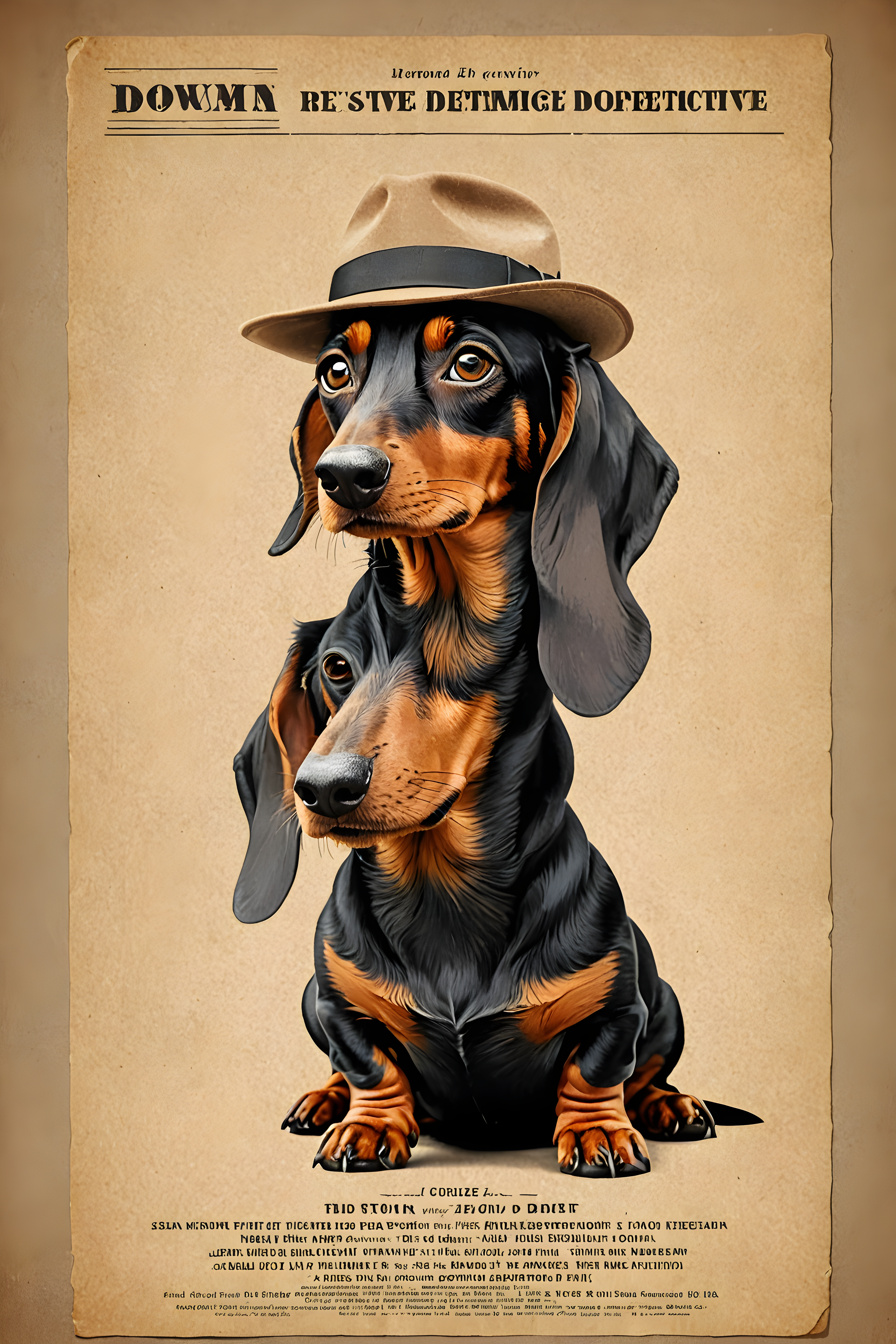 Detective Dachshund — Vintage Poster (Sleepy)