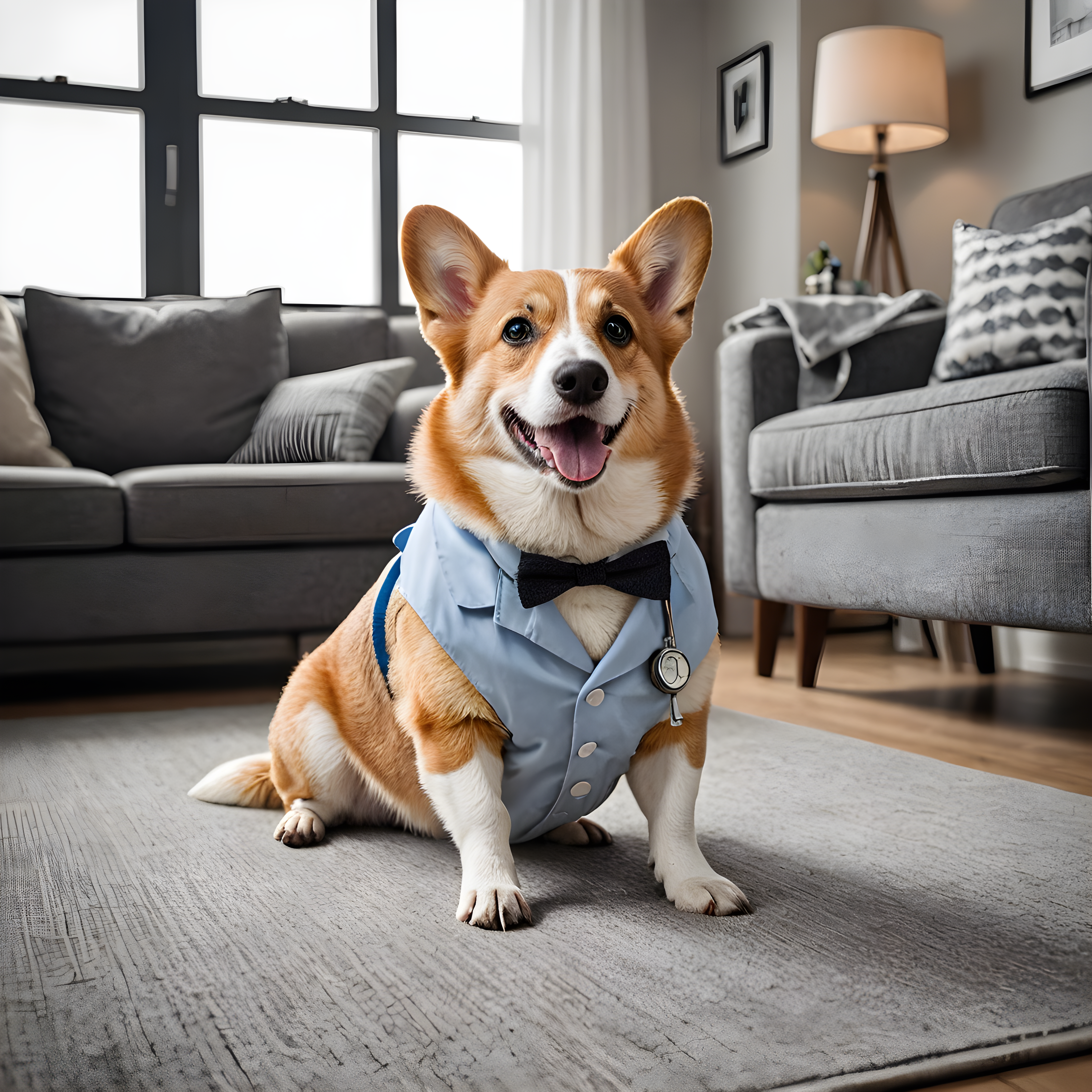 Doctor Corgi — Black & White (Energetic)
