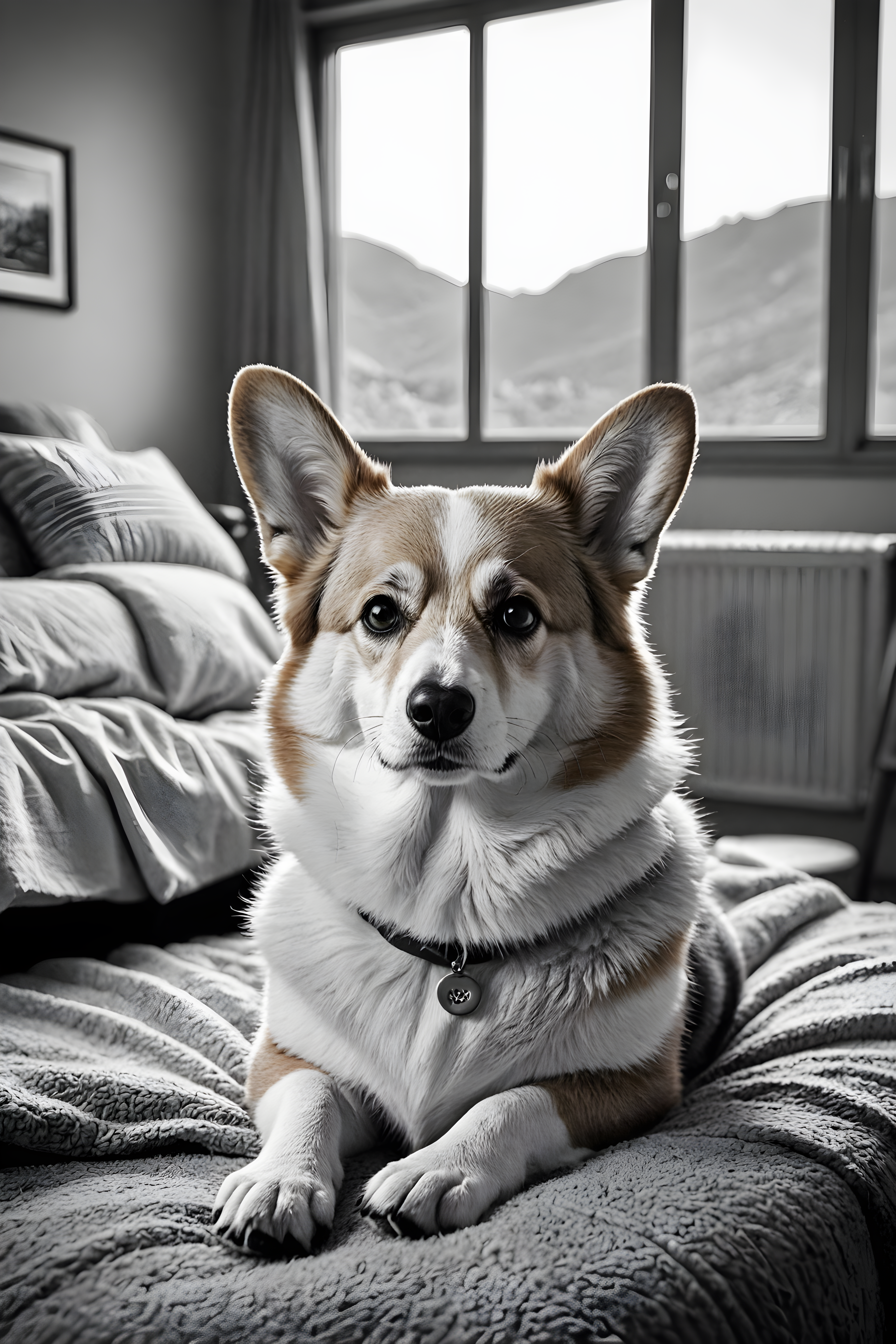 Doctor Corgi — Black & White (Sleepy)