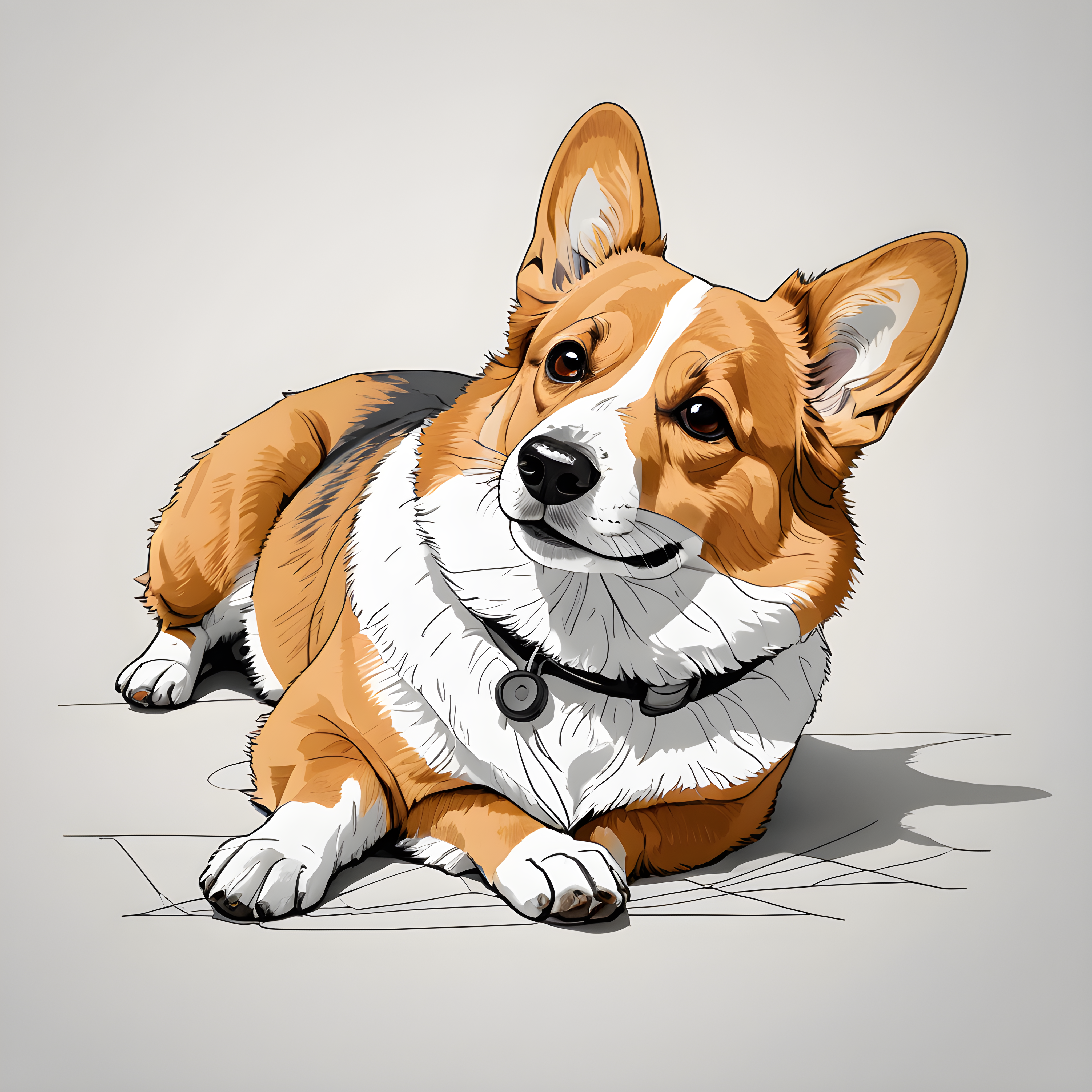 Doctor Corgi — Minimalist Line Art (Energetic)