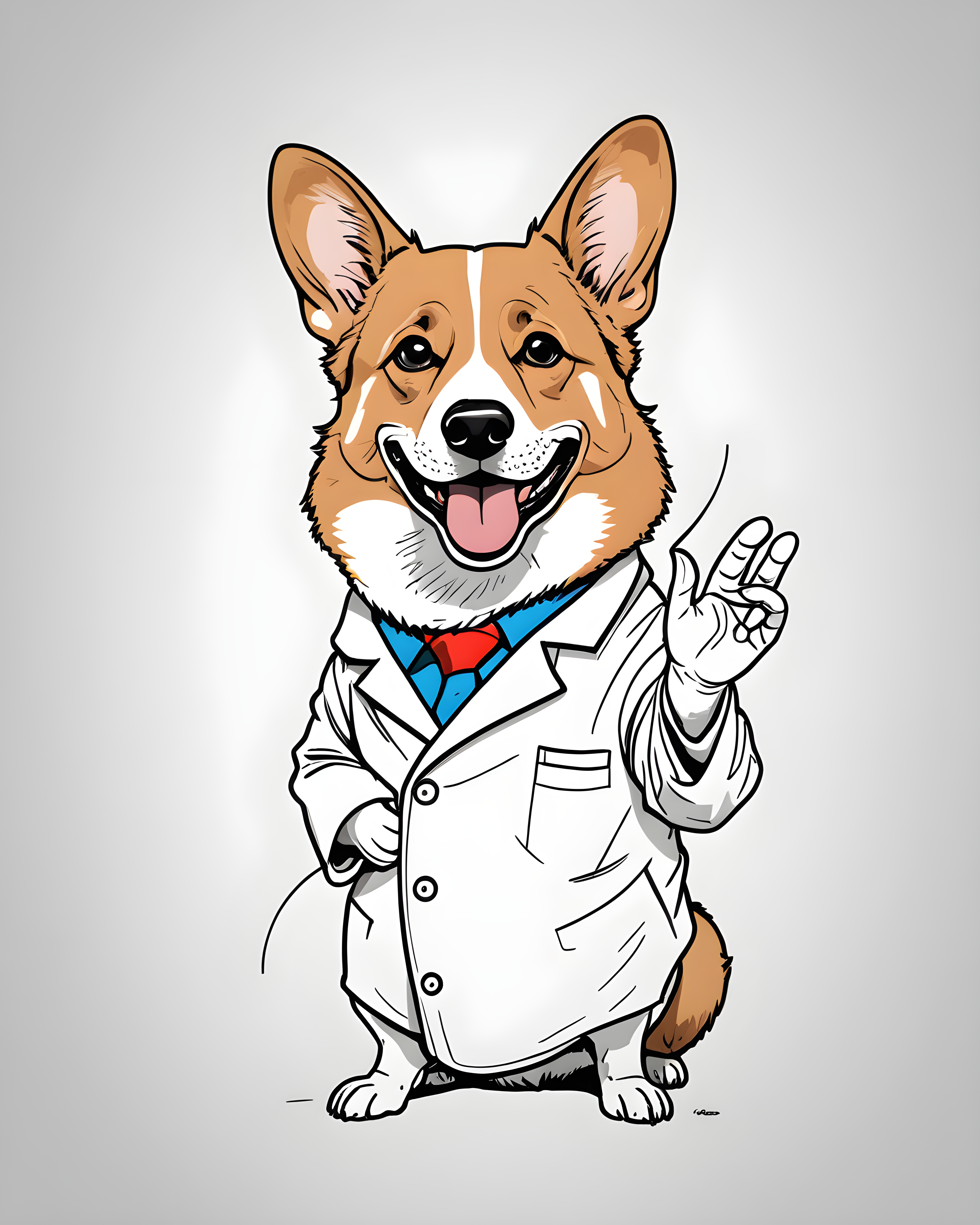 Doctor Corgi — Minimalist Line Art (Funny) — Wall Art (Printable) — Portrait 4×5